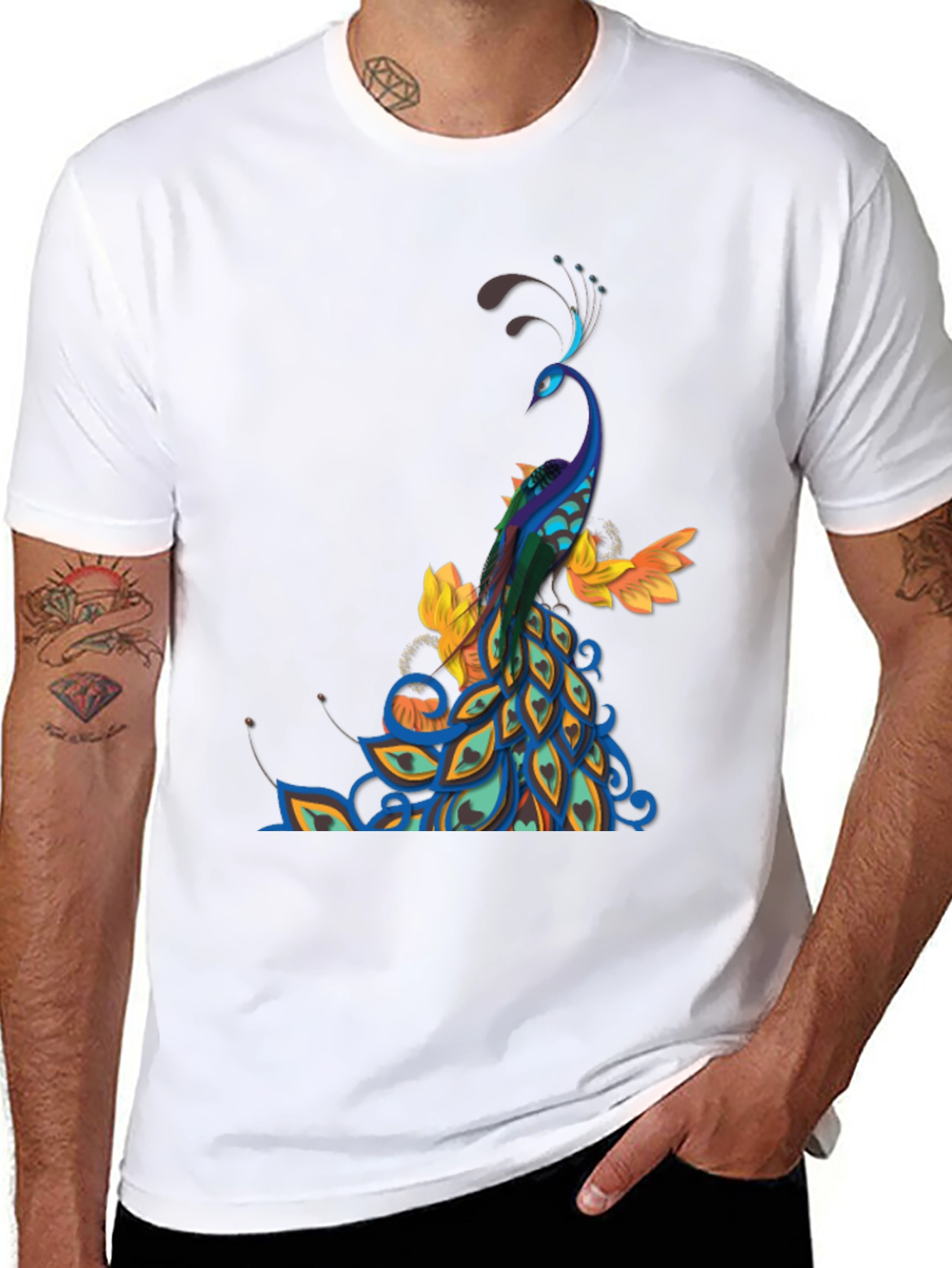 Peacock Graphic Black T-Shirt