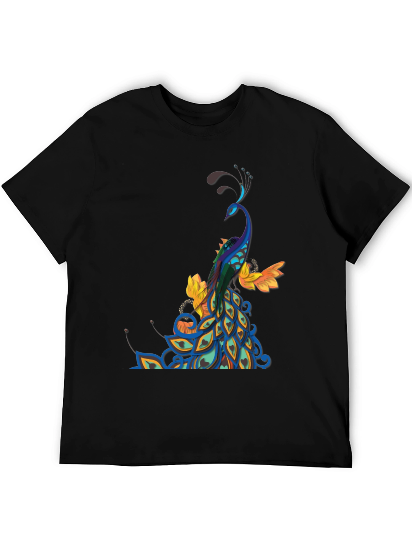 Peacock Graphic Black T-Shirt
