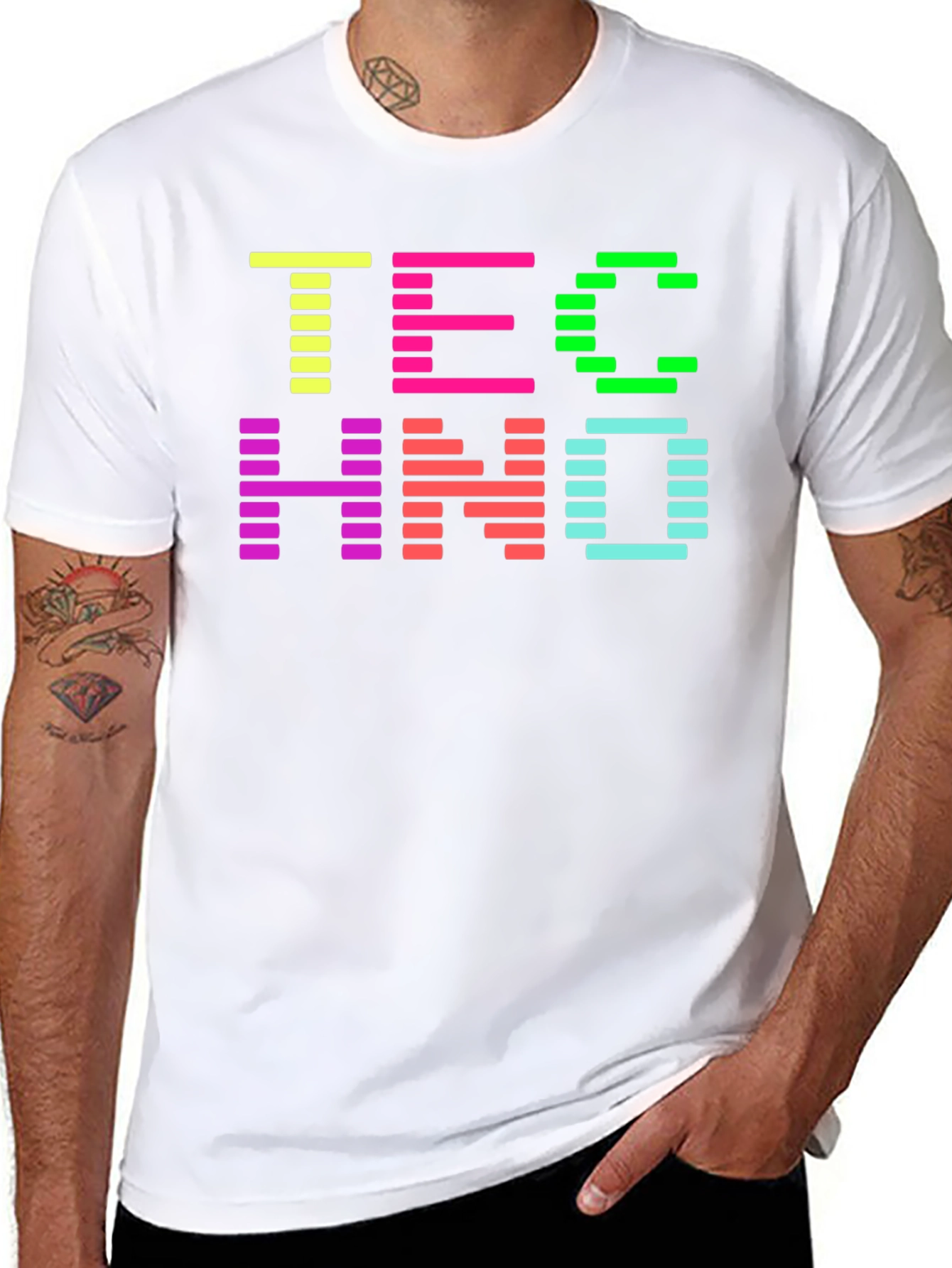 Retro Techno Music Graphic Tee - Vibrant Design