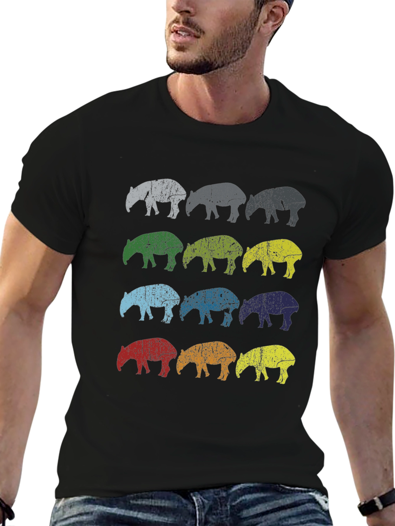Retro Tapir Graphic Tee - Mens Black T-Shirt
