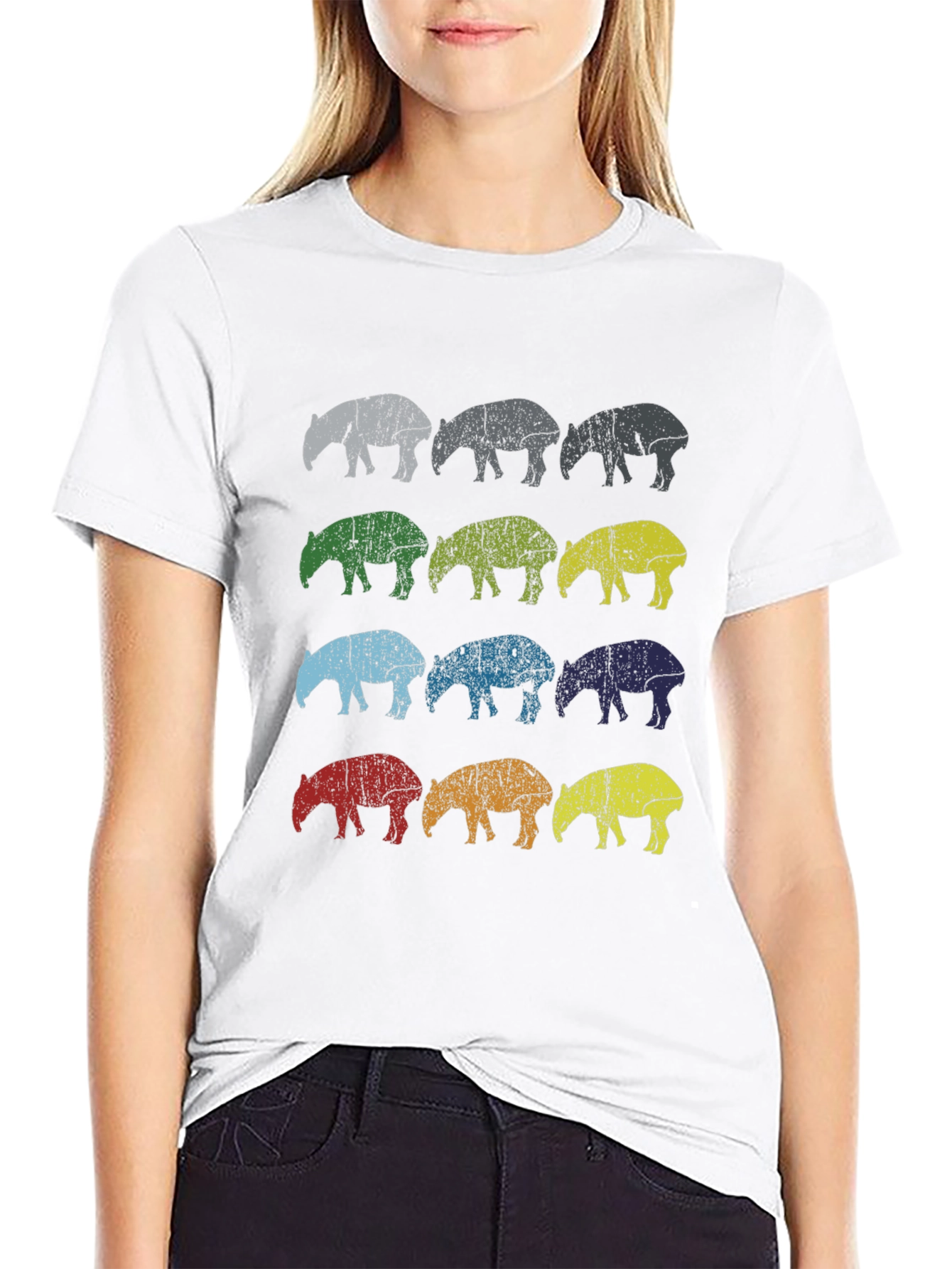 Retro Tapir Graphic Tee - Mens Black T-Shirt