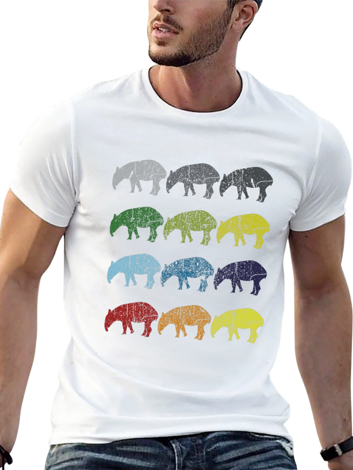 Retro Tapir Graphic Tee - Mens Black T-Shirt