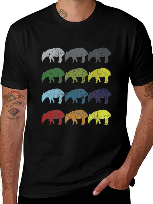 Retro Tapir Graphic Tee - Mens Black T-Shirt