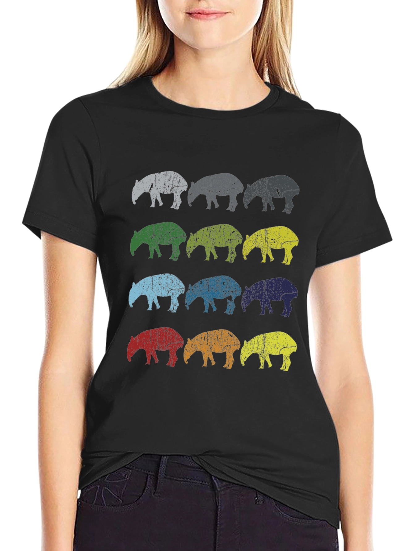 Retro Tapir Graphic Tee - Mens Black T-Shirt