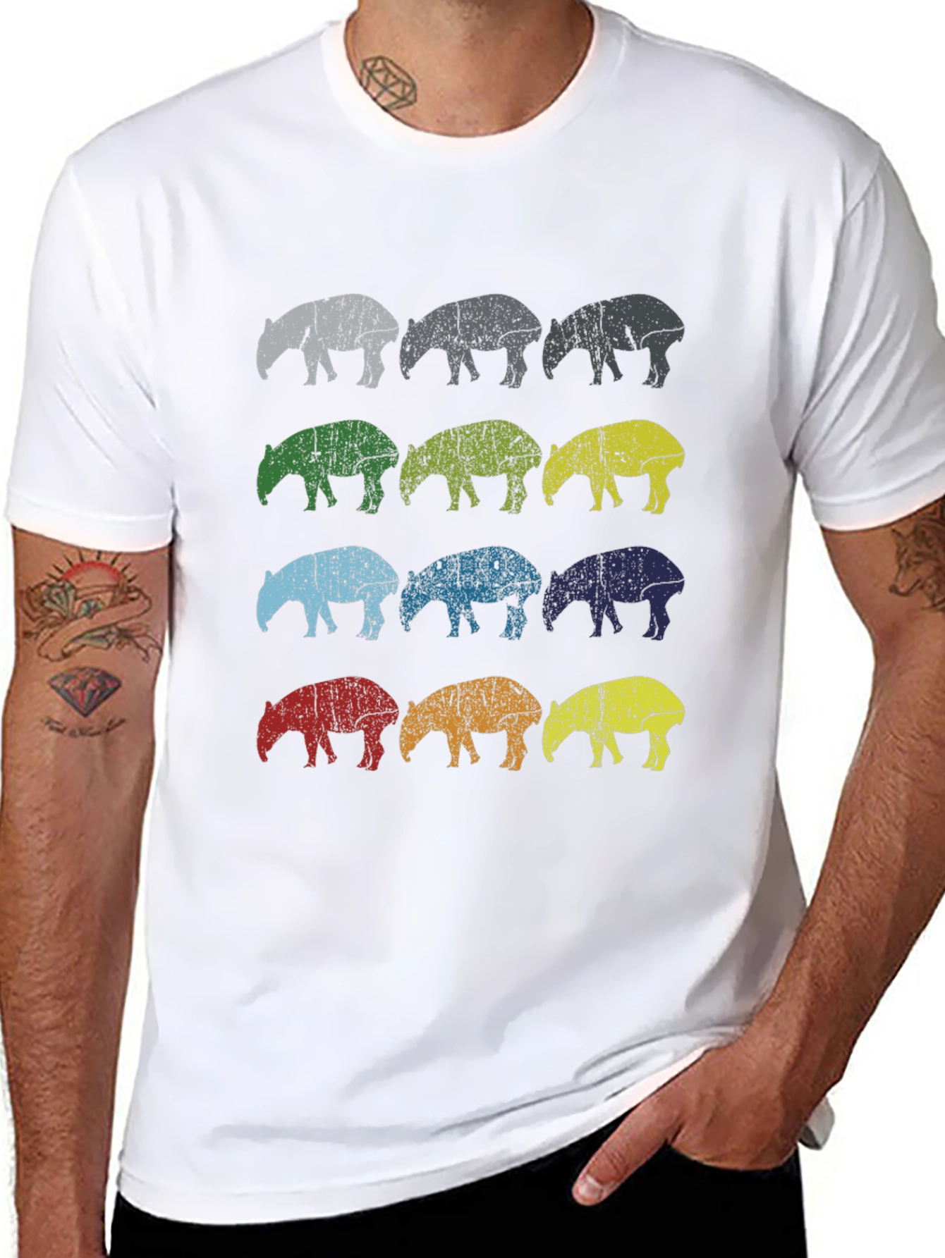Retro Tapir Graphic Tee - Mens Black T-Shirt