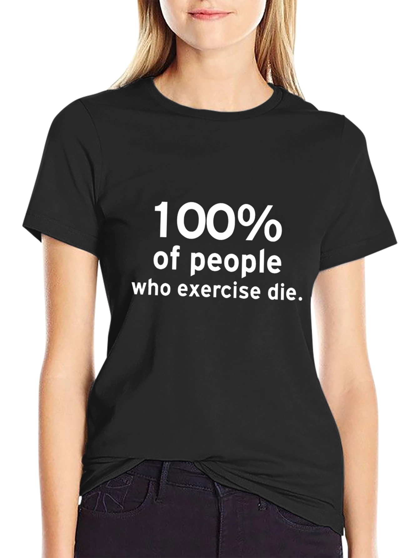 Humorous Exercise Mortality Graphic Tee - Black
