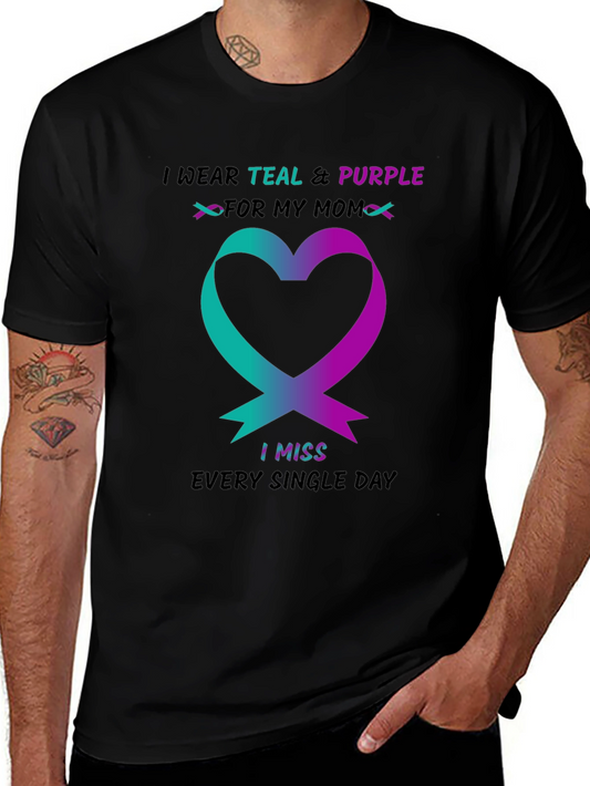 Teal & Purple Ribbon T-Shirt - For My Mom - Remembrance