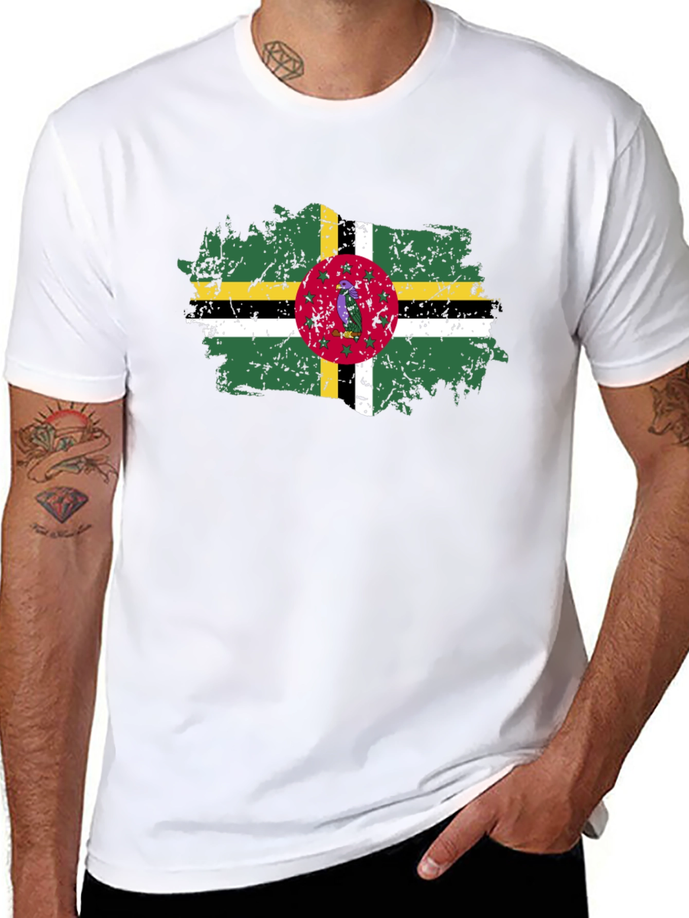 Dominica Flag T-Shirt Distressed Style