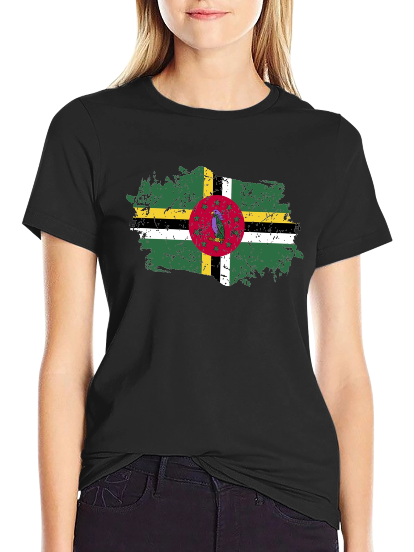 Dominica Flag T-Shirt Distressed Style