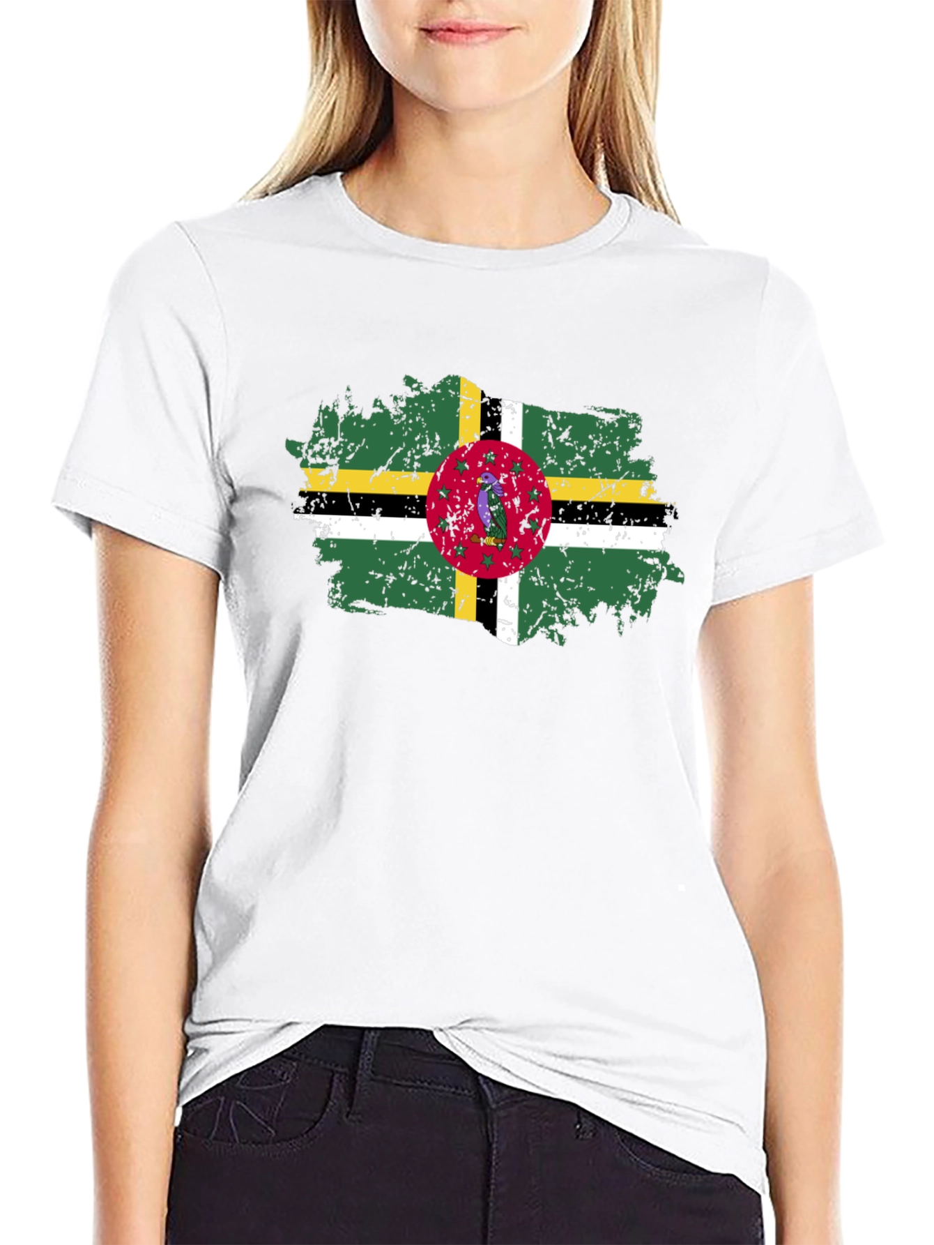 Dominica Flag T-Shirt Distressed Style
