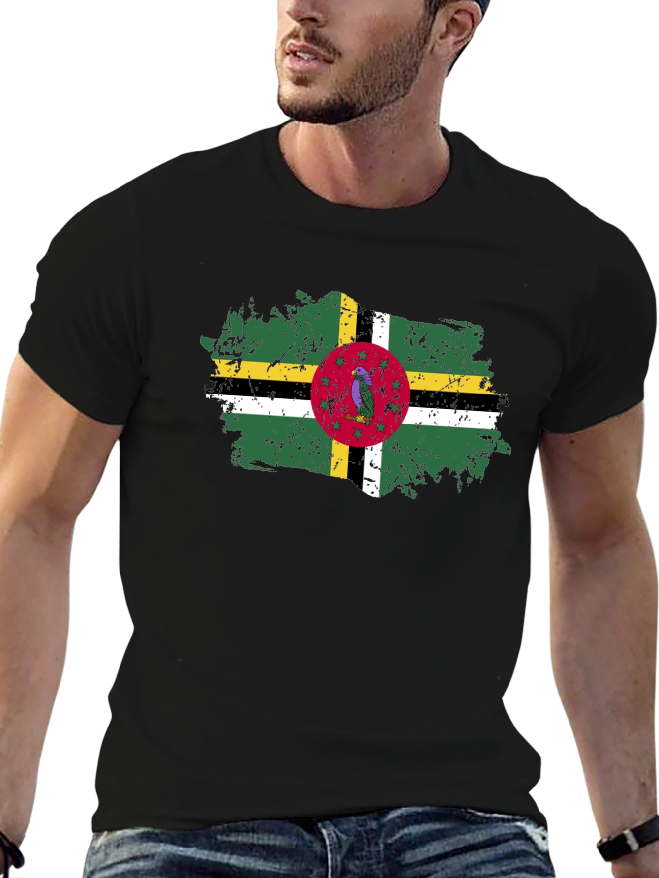 Dominica Flag T-Shirt Distressed Style