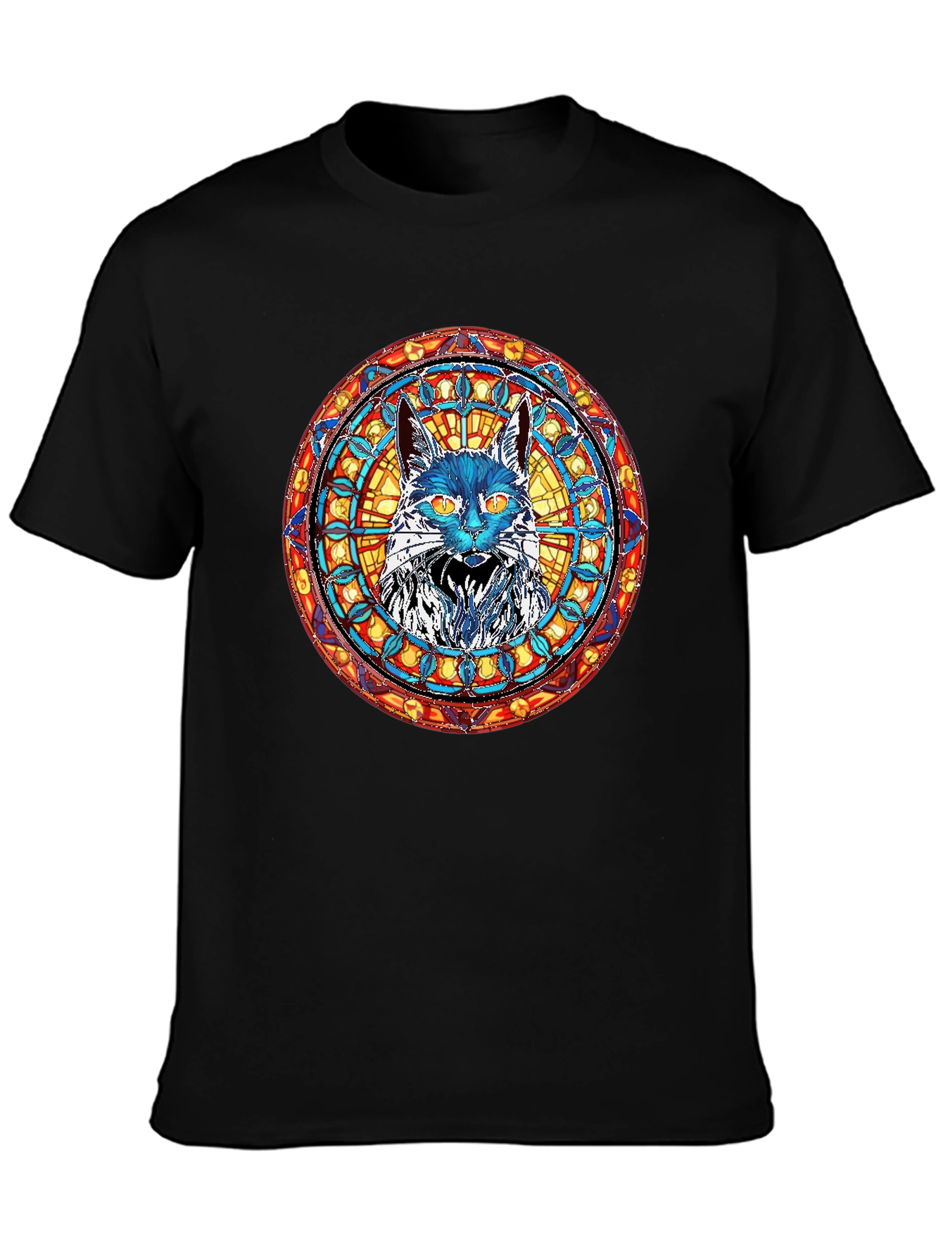 Stained Glass Cat T-Shirt - Unique Graphic Tee
