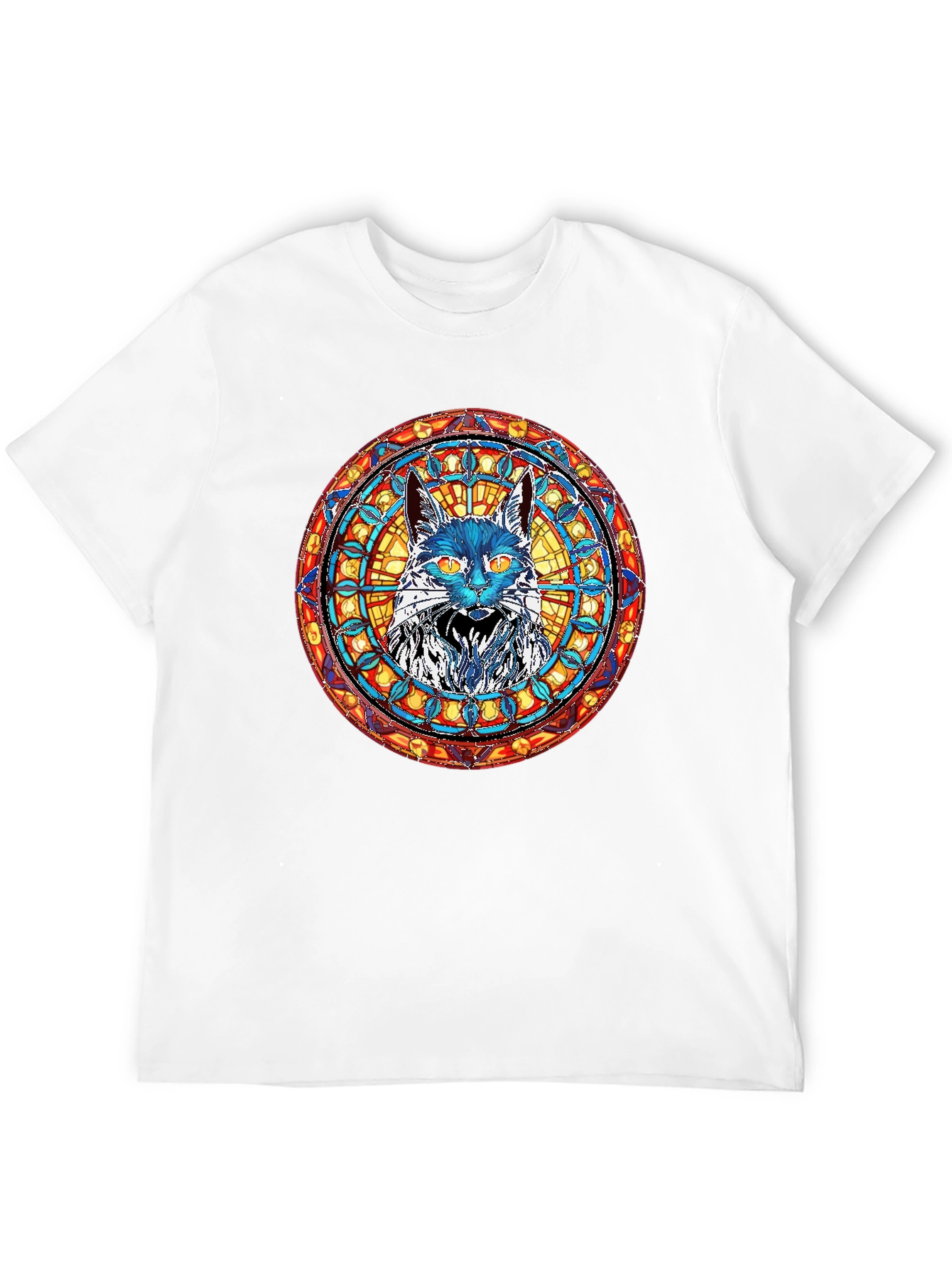 Stained Glass Cat T-Shirt - Unique Graphic Tee