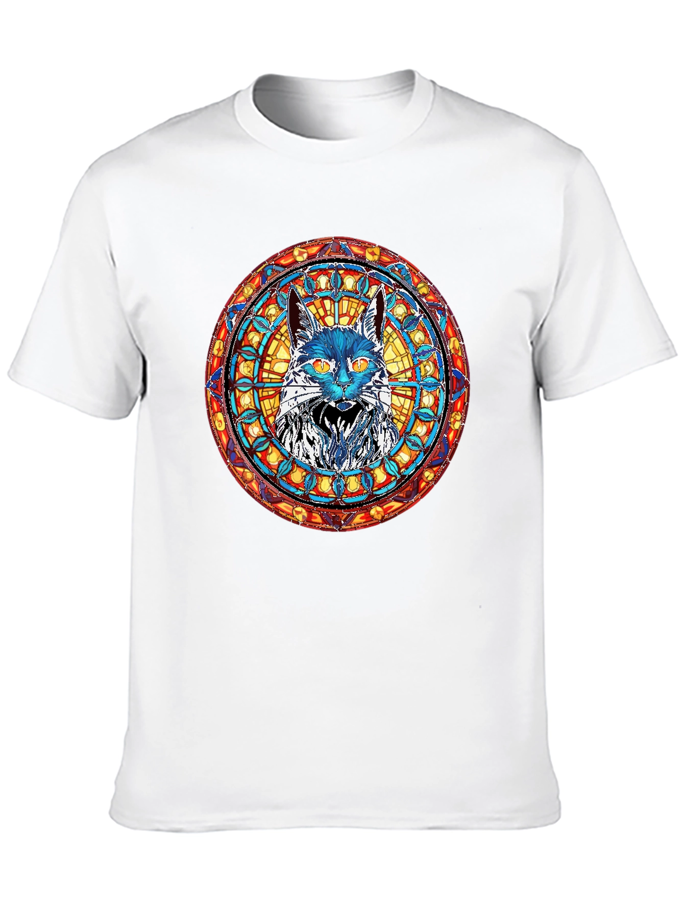 Stained Glass Cat T-Shirt - Unique Graphic Tee