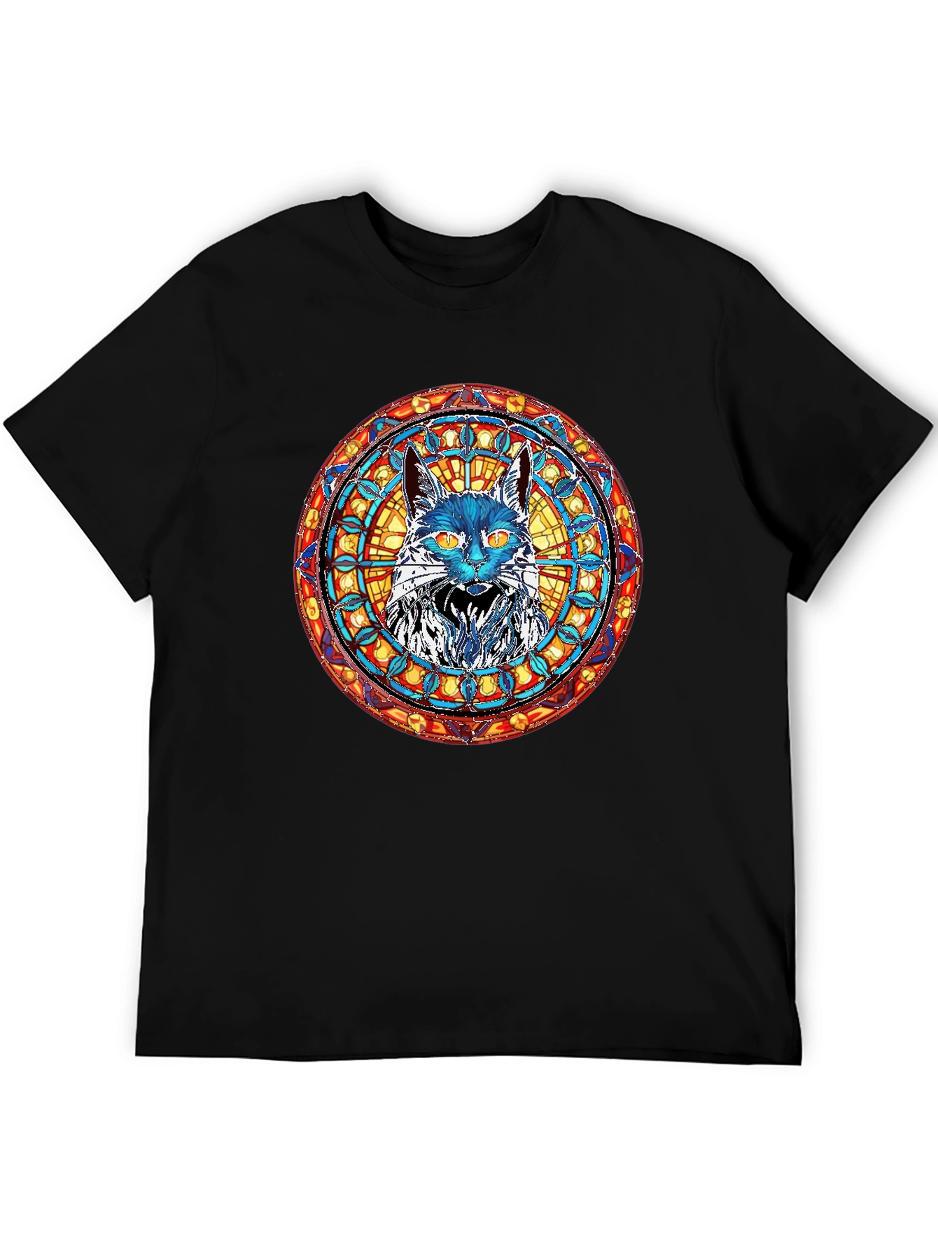 Stained Glass Cat T-Shirt - Unique Graphic Tee