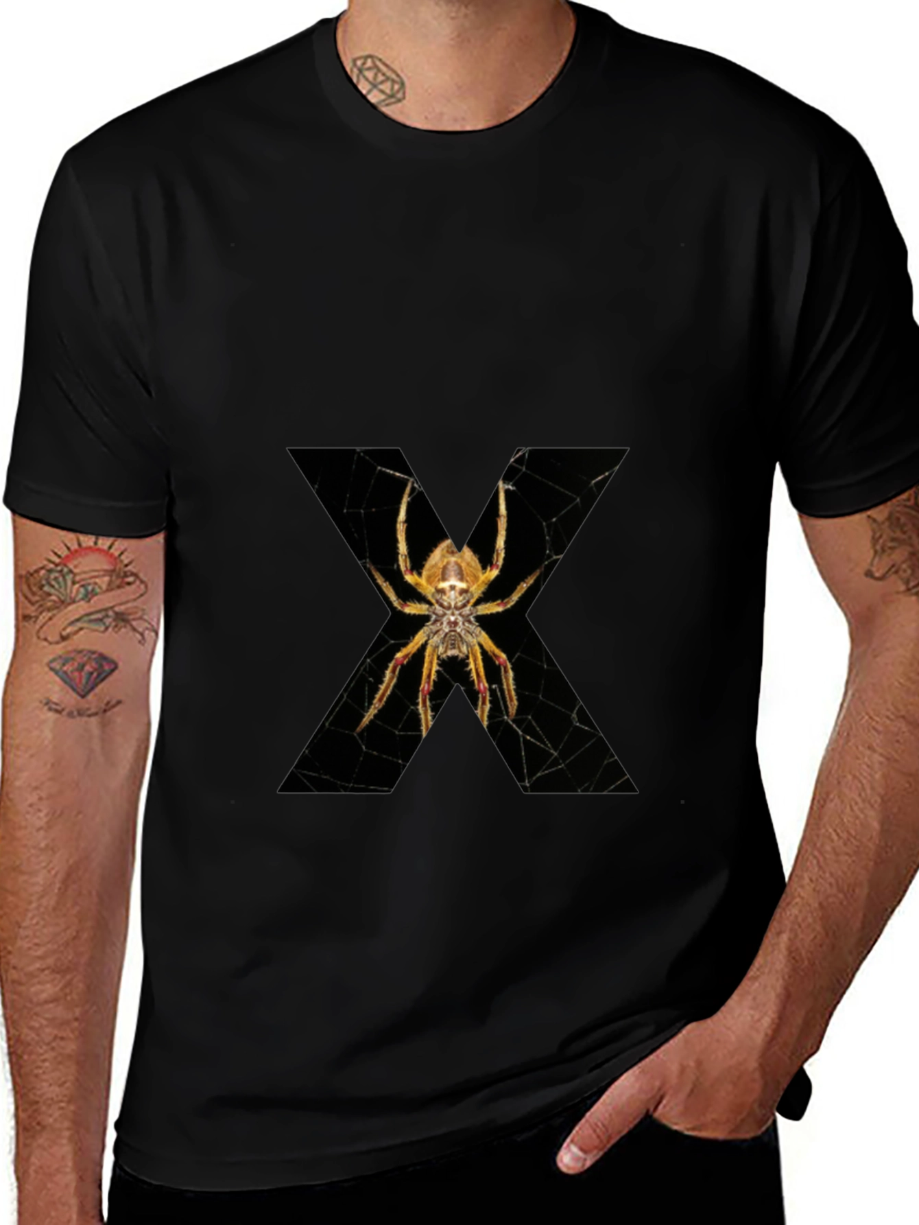 Spider X Graphic Tee - Mens Black Cotton T-Shirt