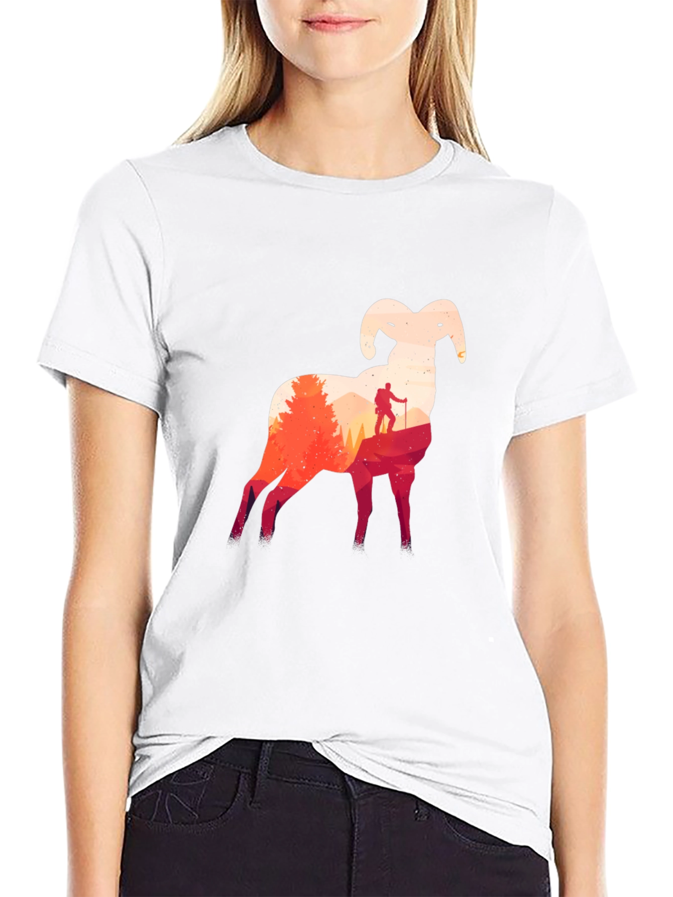 Ram Silhouette Hiking T-Shirt - Nature Adventure Tee