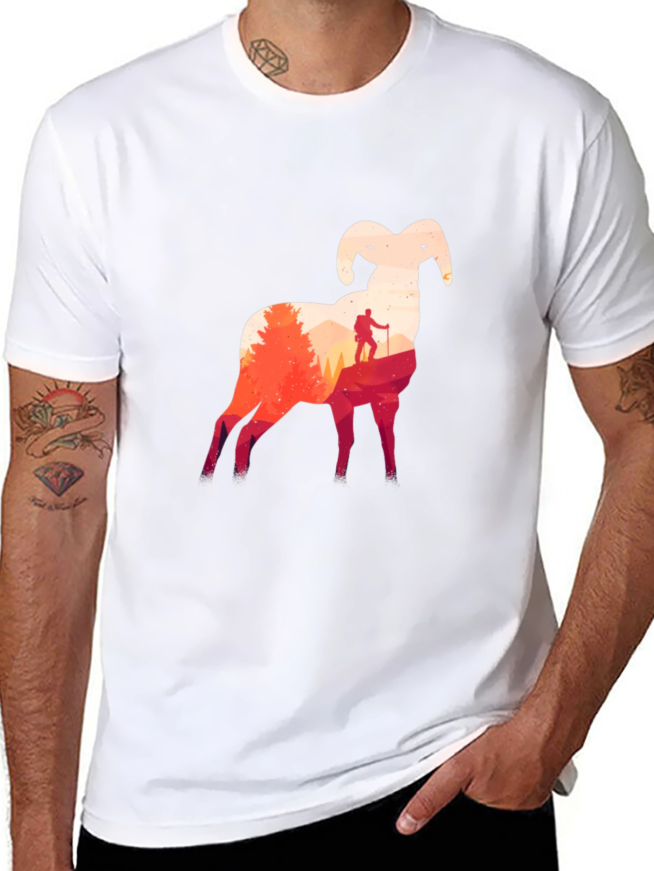 Ram Silhouette Hiking T-Shirt - Nature Adventure Tee