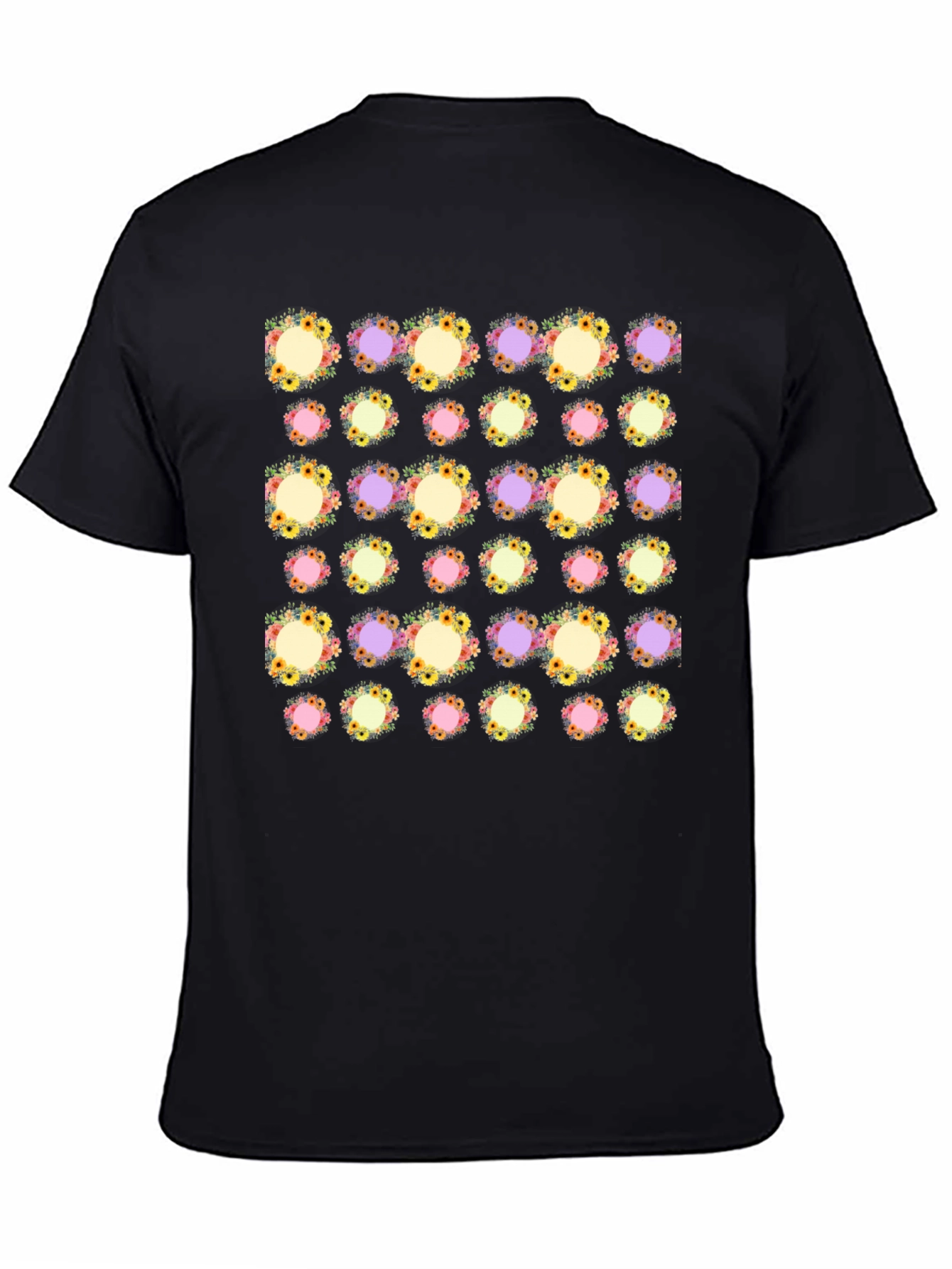 Floral Pattern Black T-Shirt