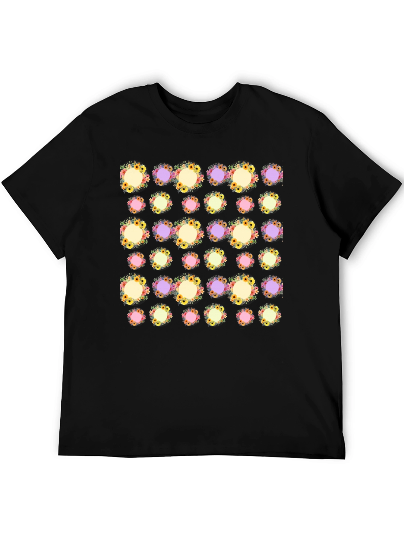 Floral Pattern Black T-Shirt
