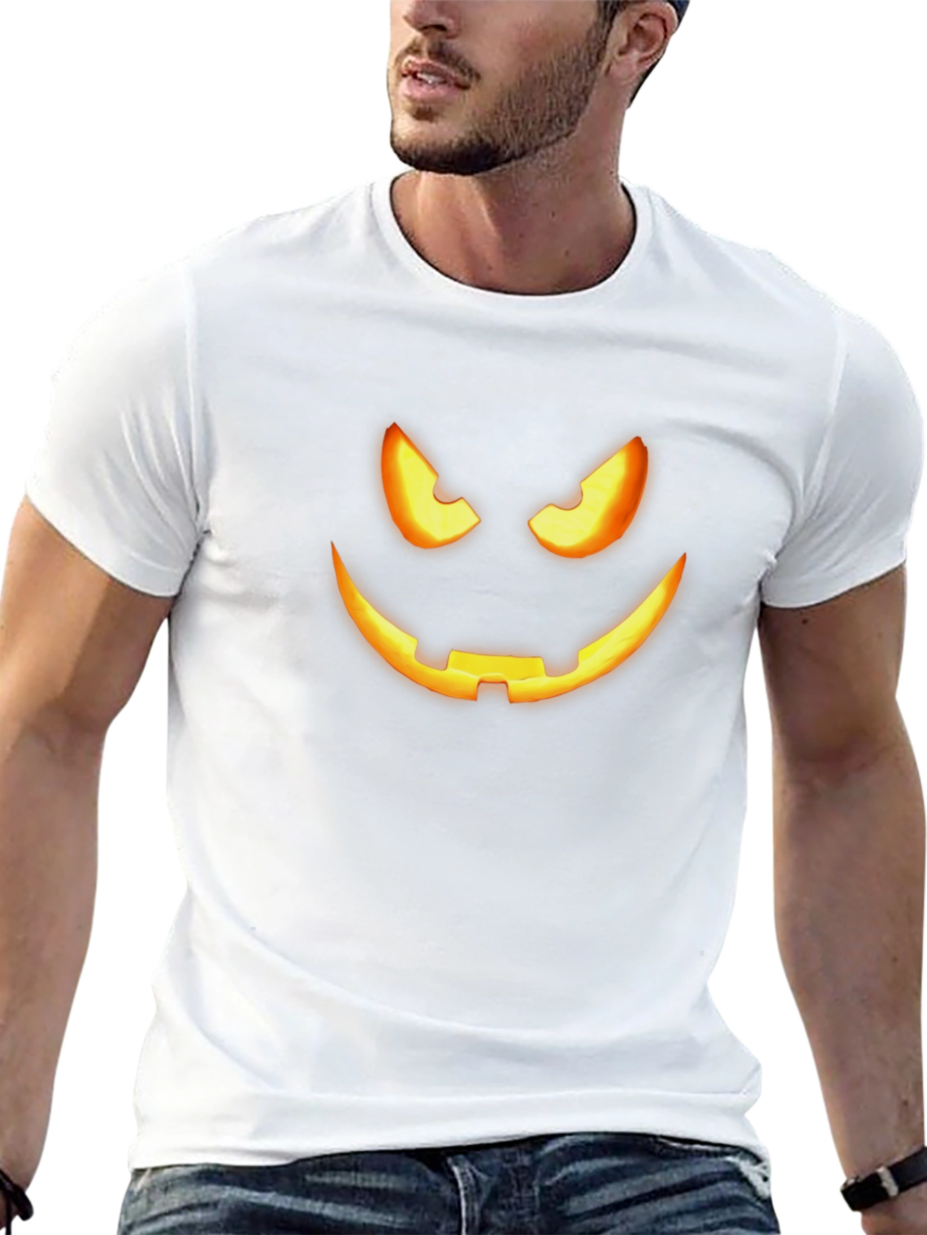 Spooky Halloween Face T-Shirt - Mens Black Tee