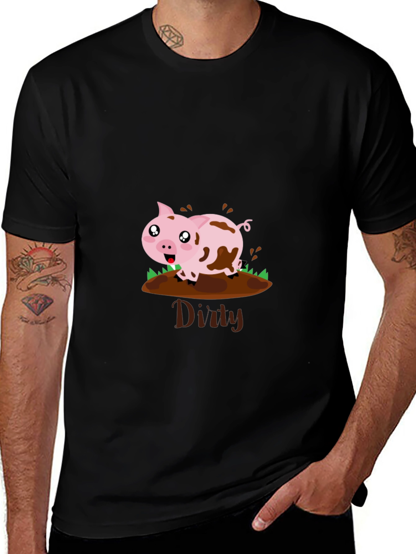 Dirty Pig Graphic T-Shirt - Fun & Playful Design