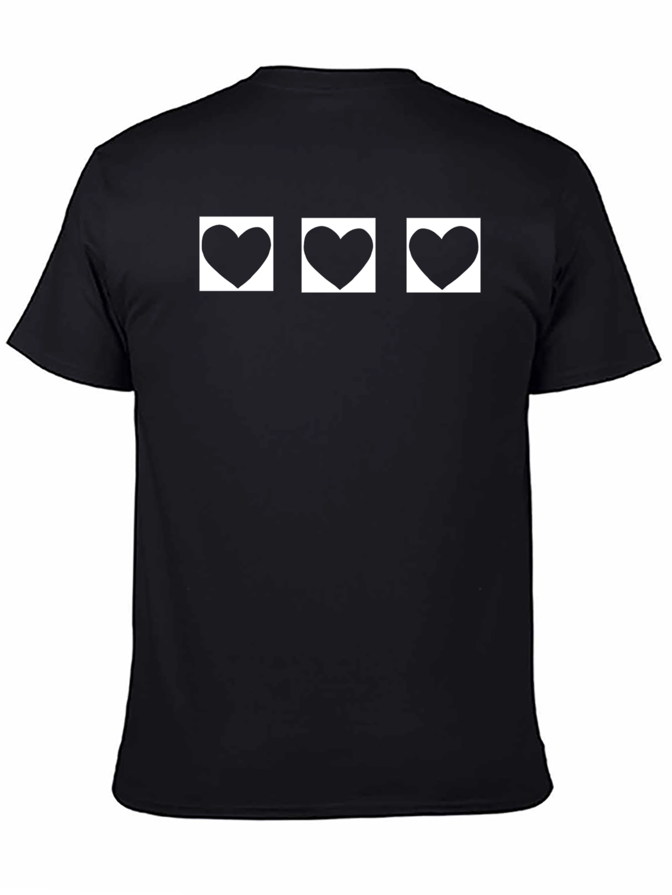 Black T-Shirt with Three Heart Graphic