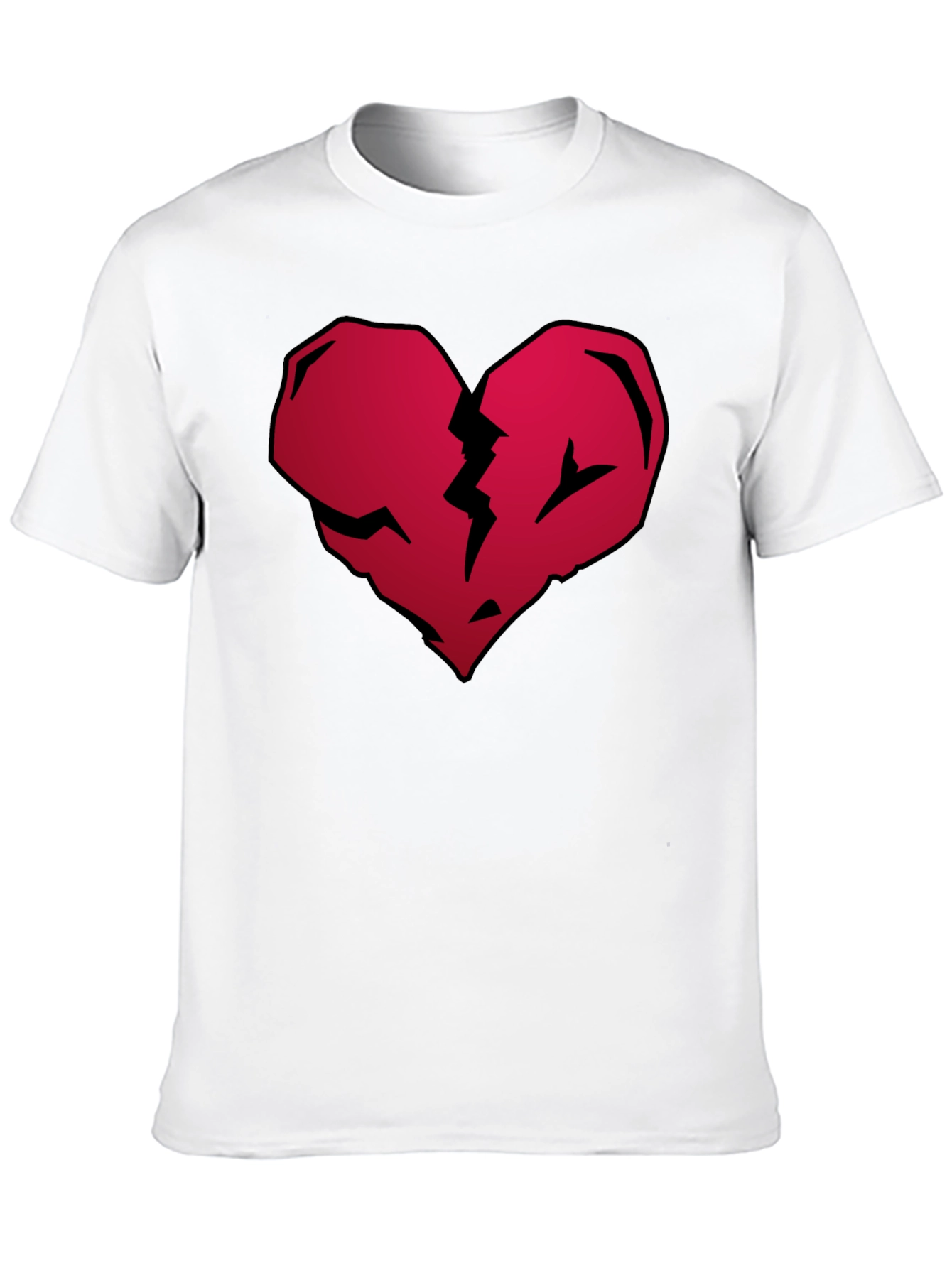 Broken Heart Graphic Tee - Casual Black T-Shirt
