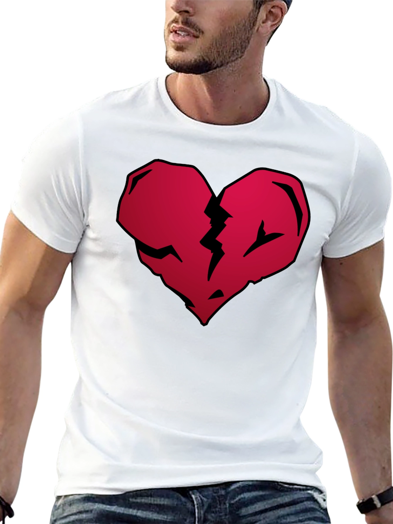 Broken Heart Graphic Tee - Casual Black T-Shirt
