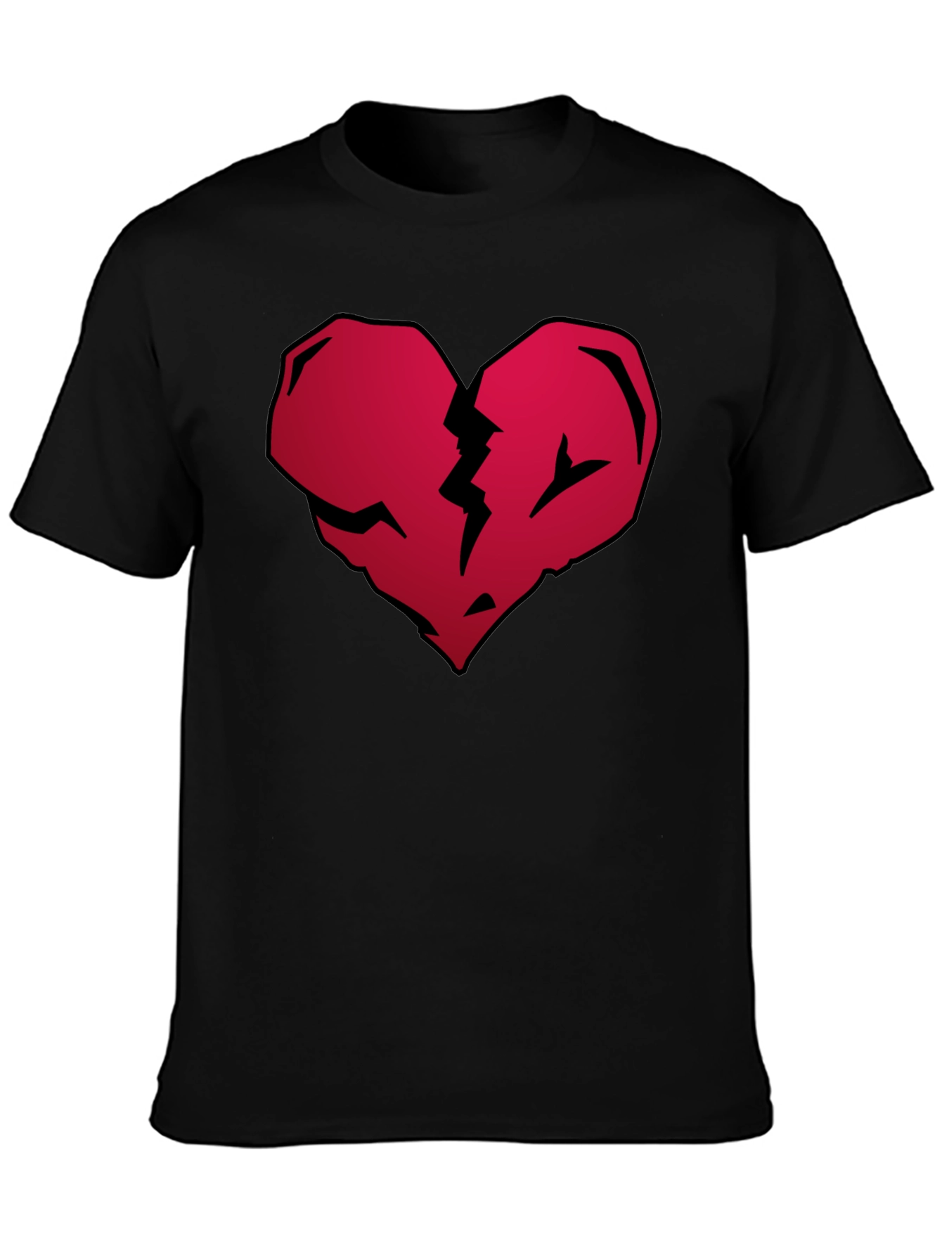 Broken Heart Graphic Tee - Casual Black T-Shirt