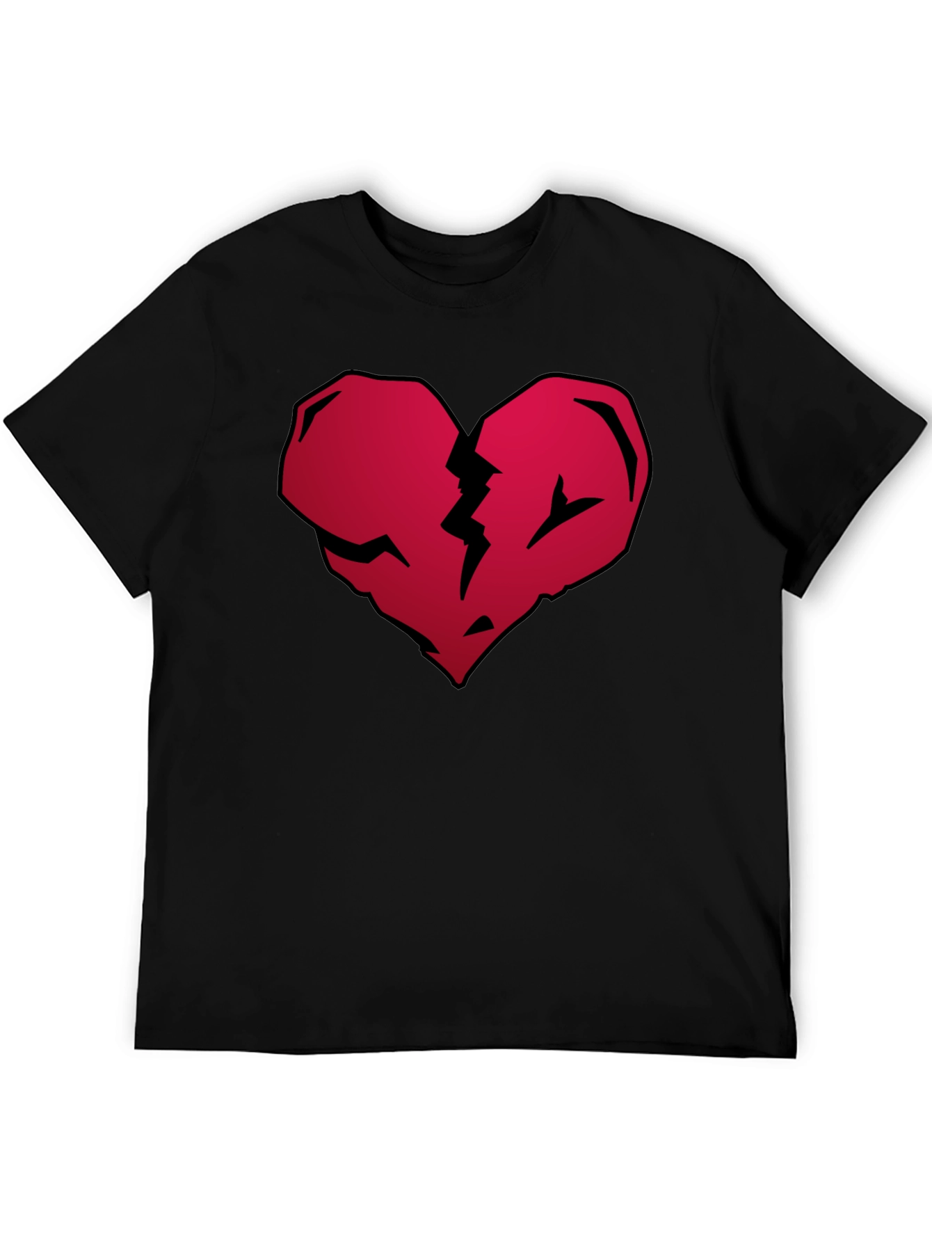 Broken Heart Graphic Tee - Casual Black T-Shirt