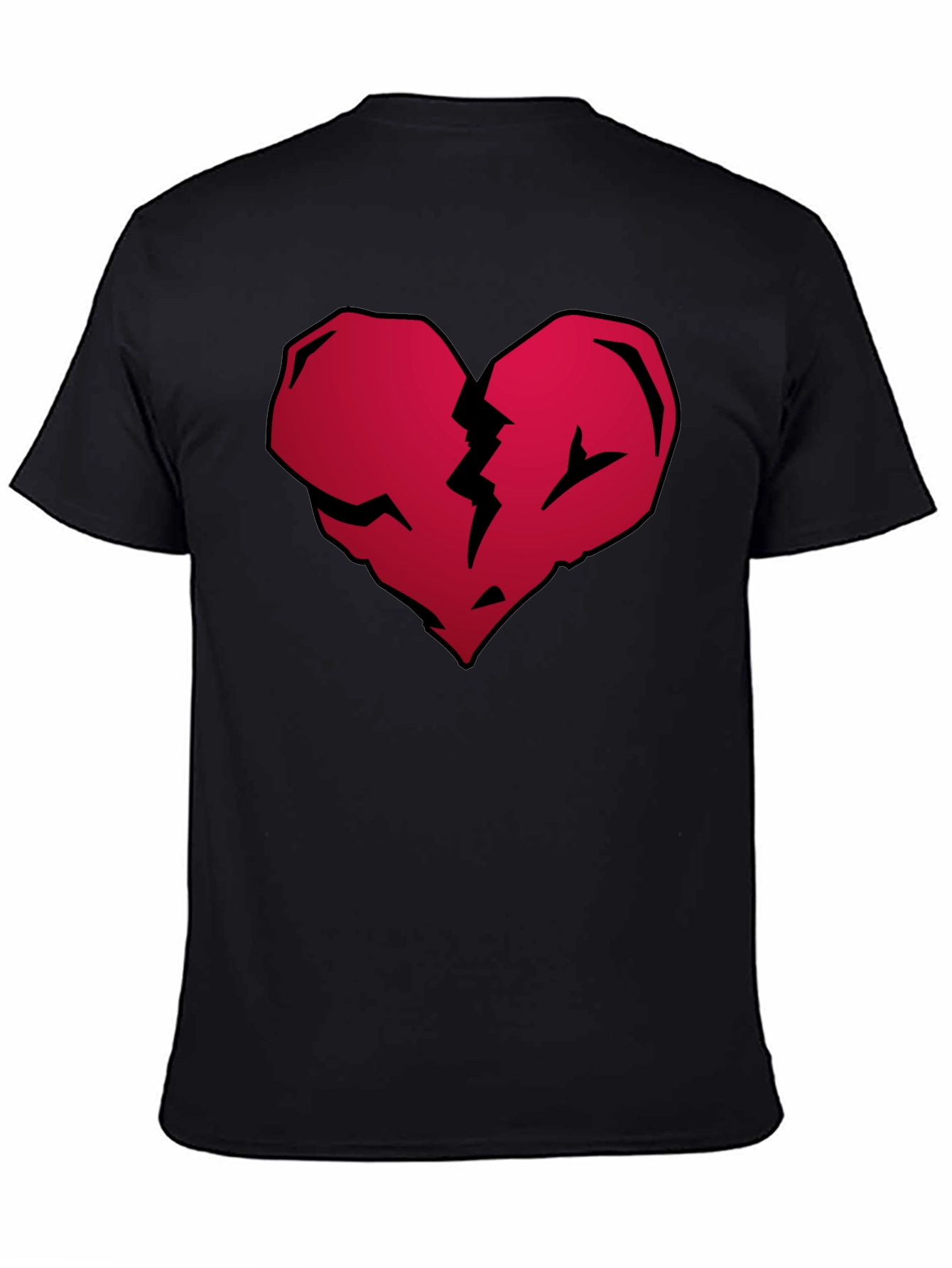 Broken Heart Graphic Tee - Casual Black T-Shirt