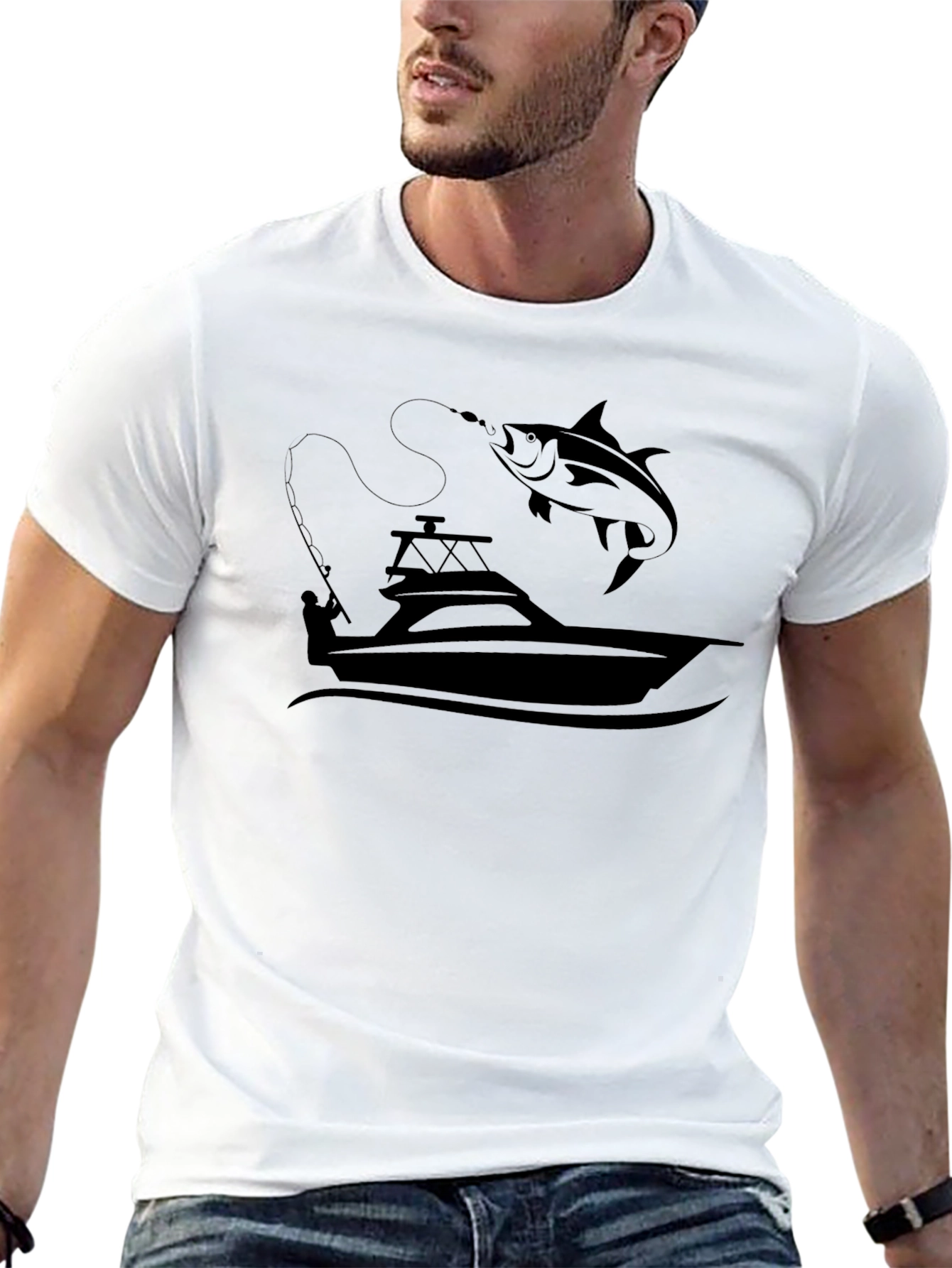 Fishing Boat & Fish Graphic Tee