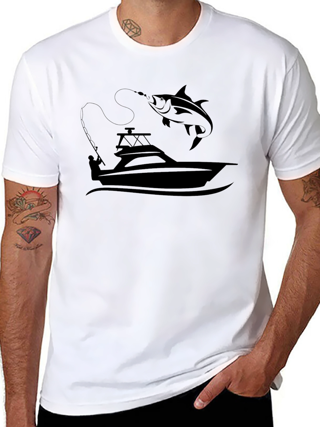 Fishing Boat & Fish Graphic Tee