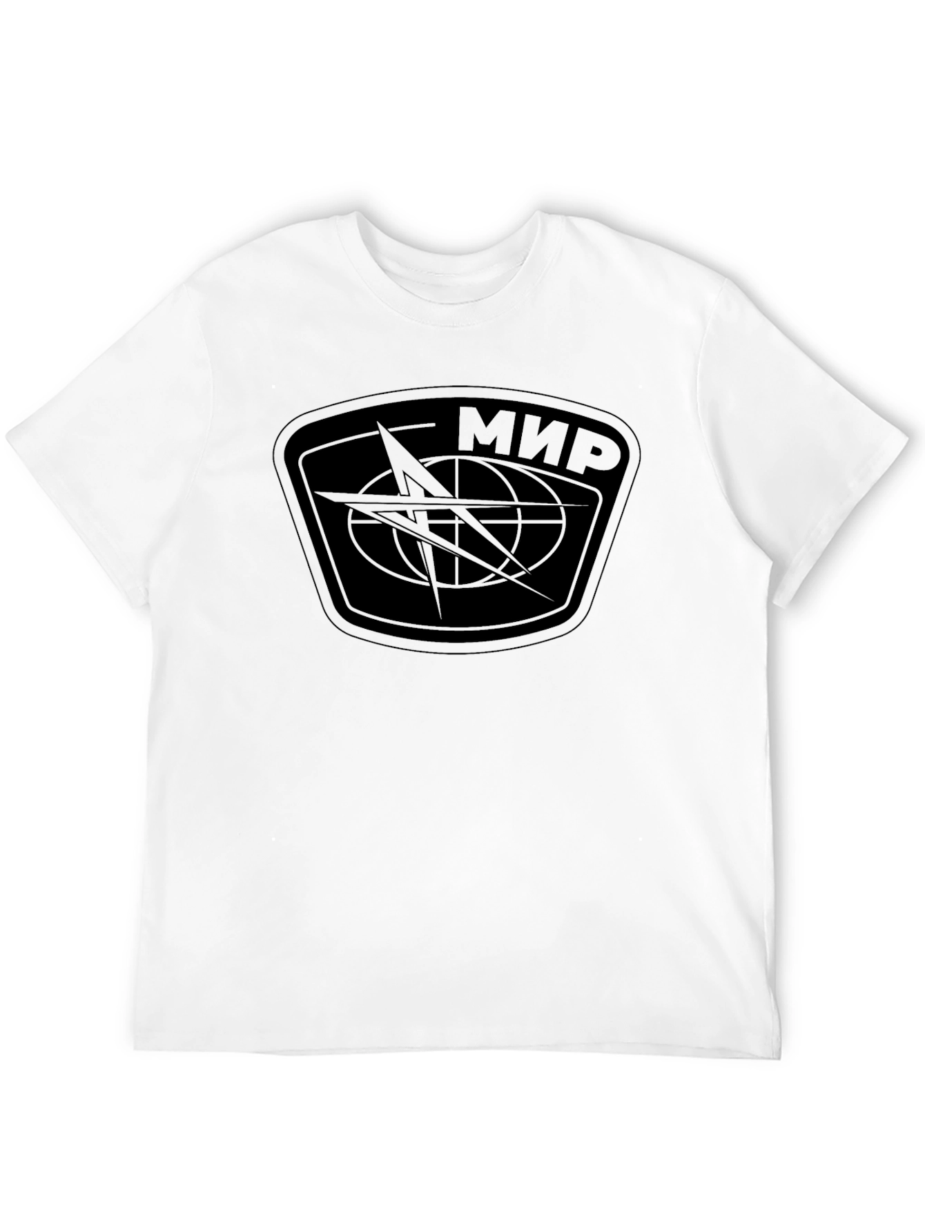 Mir Space Station Design T-Shirt - Black