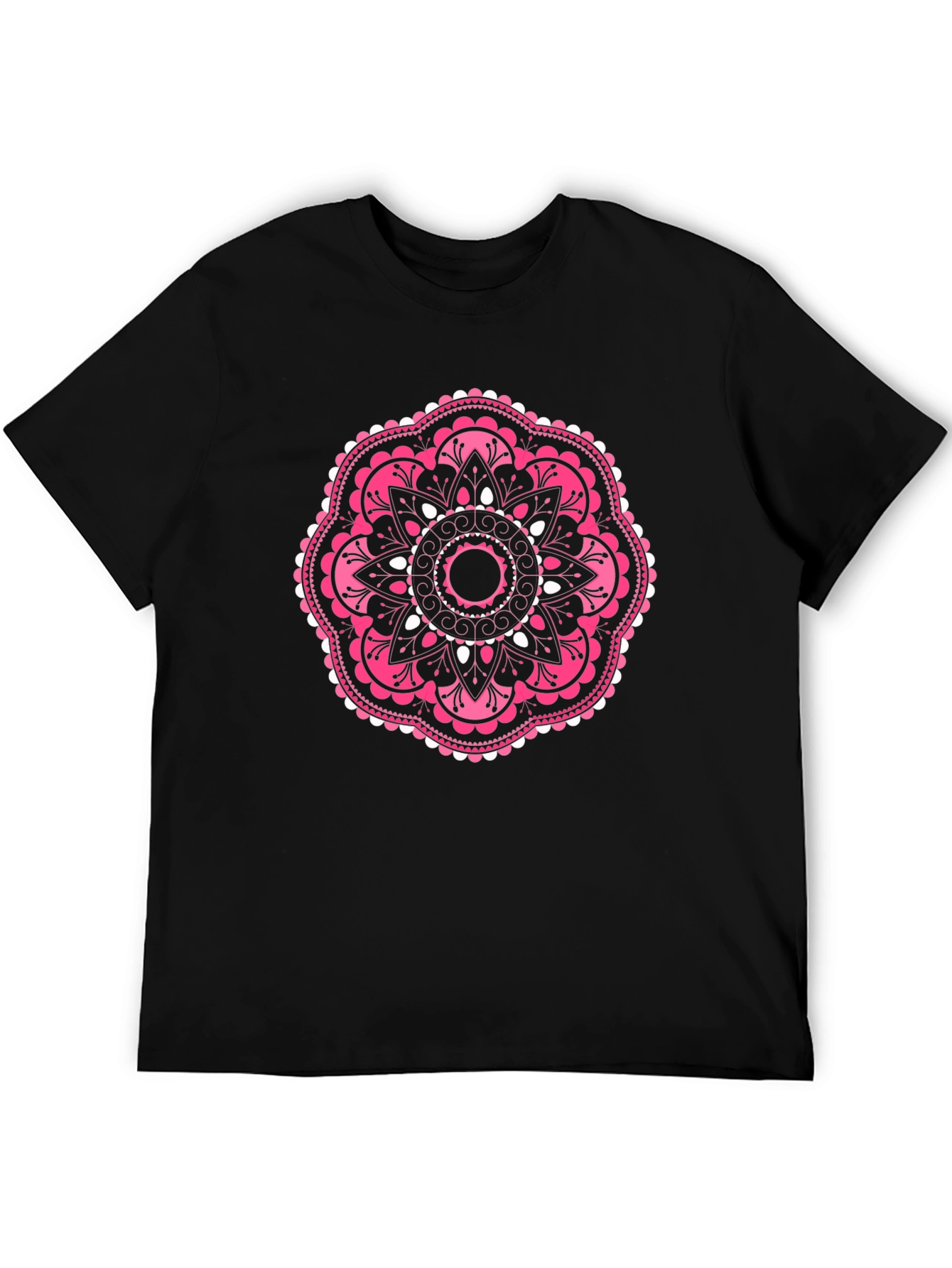 Pink Mandala Graphic Black T-Shirt