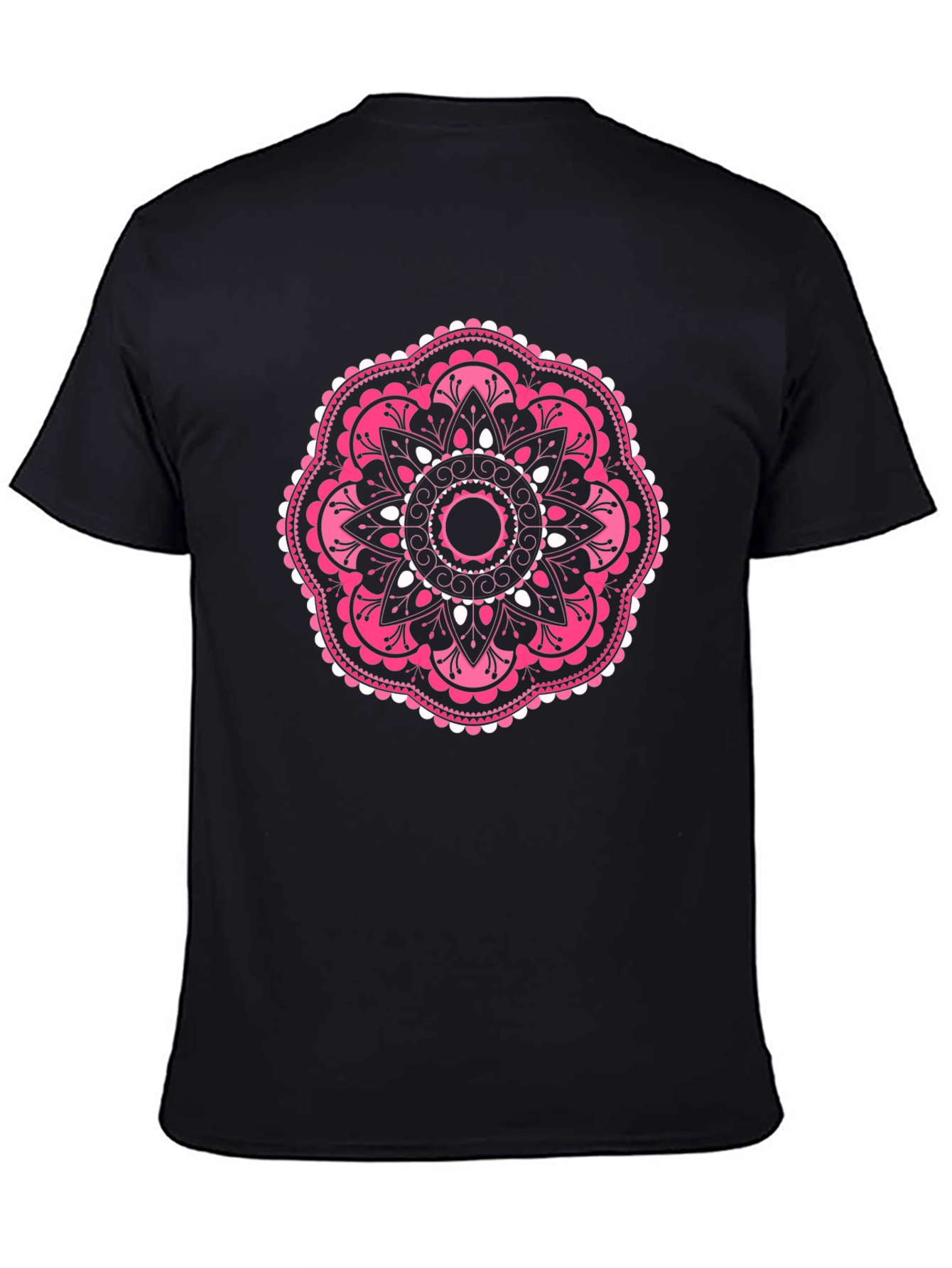 Pink Mandala Graphic Black T-Shirt
