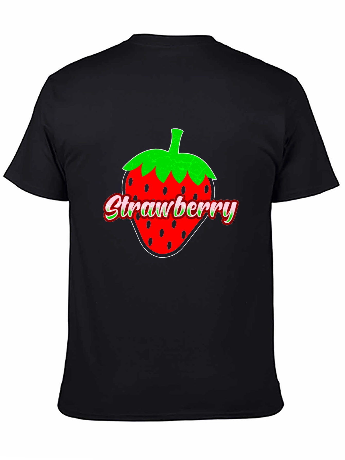 Strawberry Graphic Print Black T-Shirt