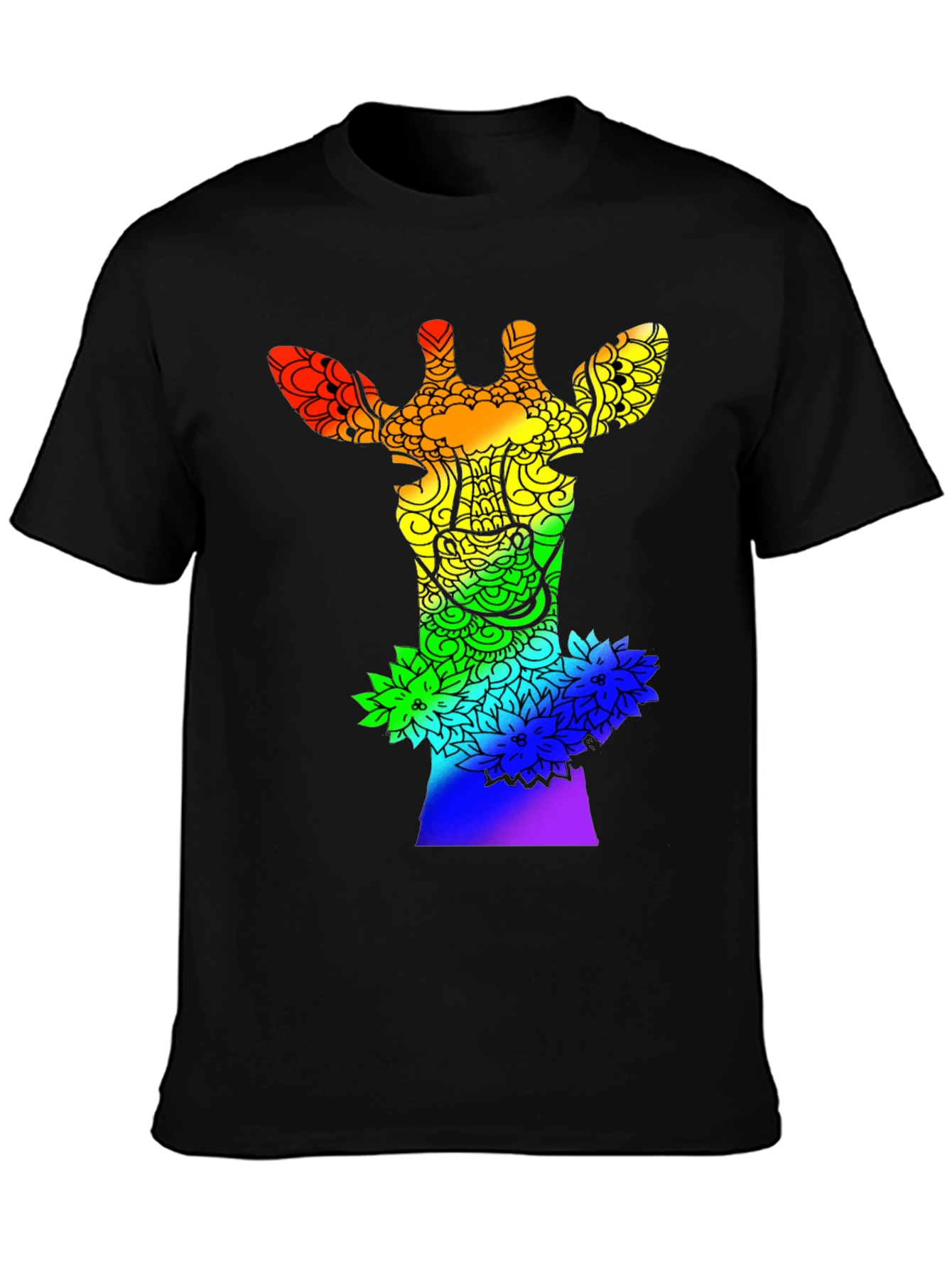 Rainbow Giraffe Mandala Graphic Tee