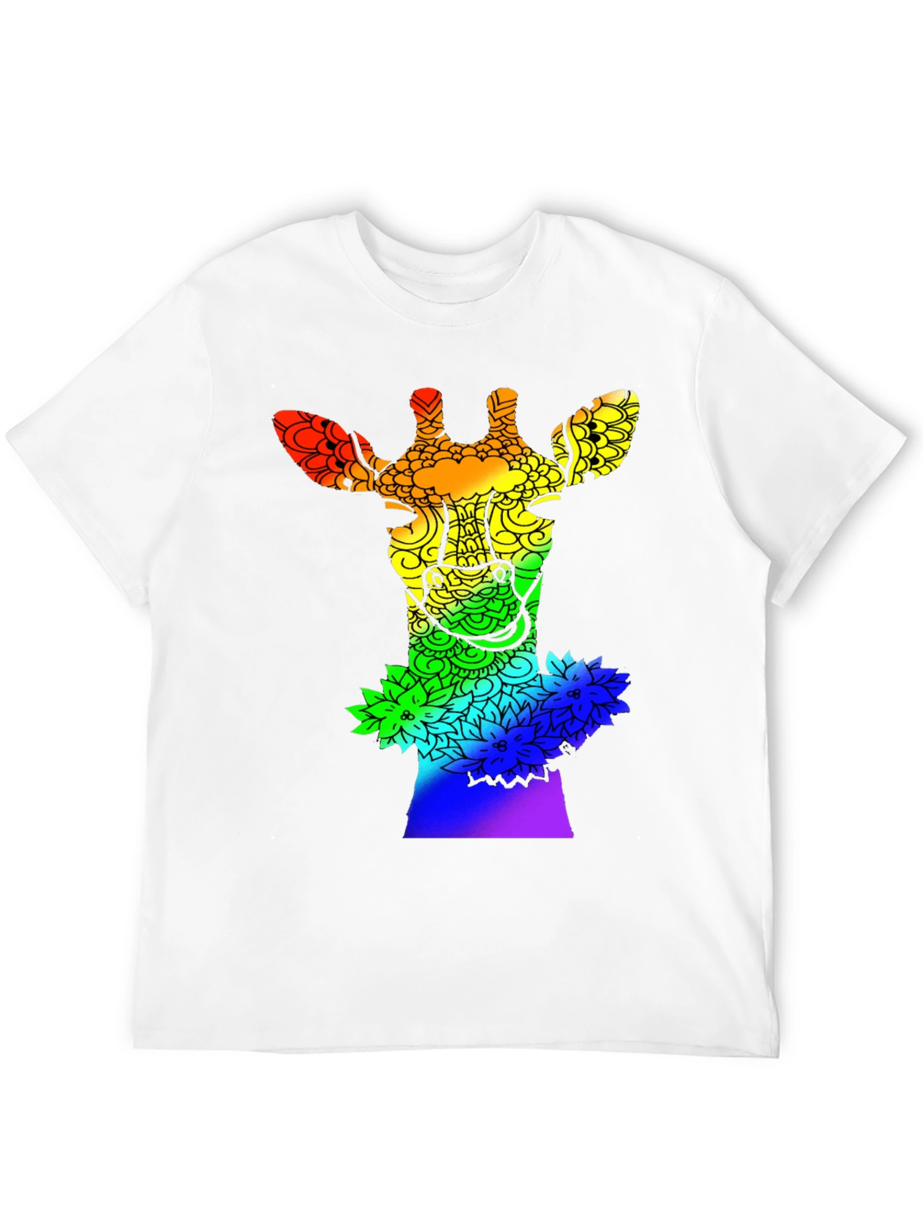 Rainbow Giraffe Mandala Graphic Tee