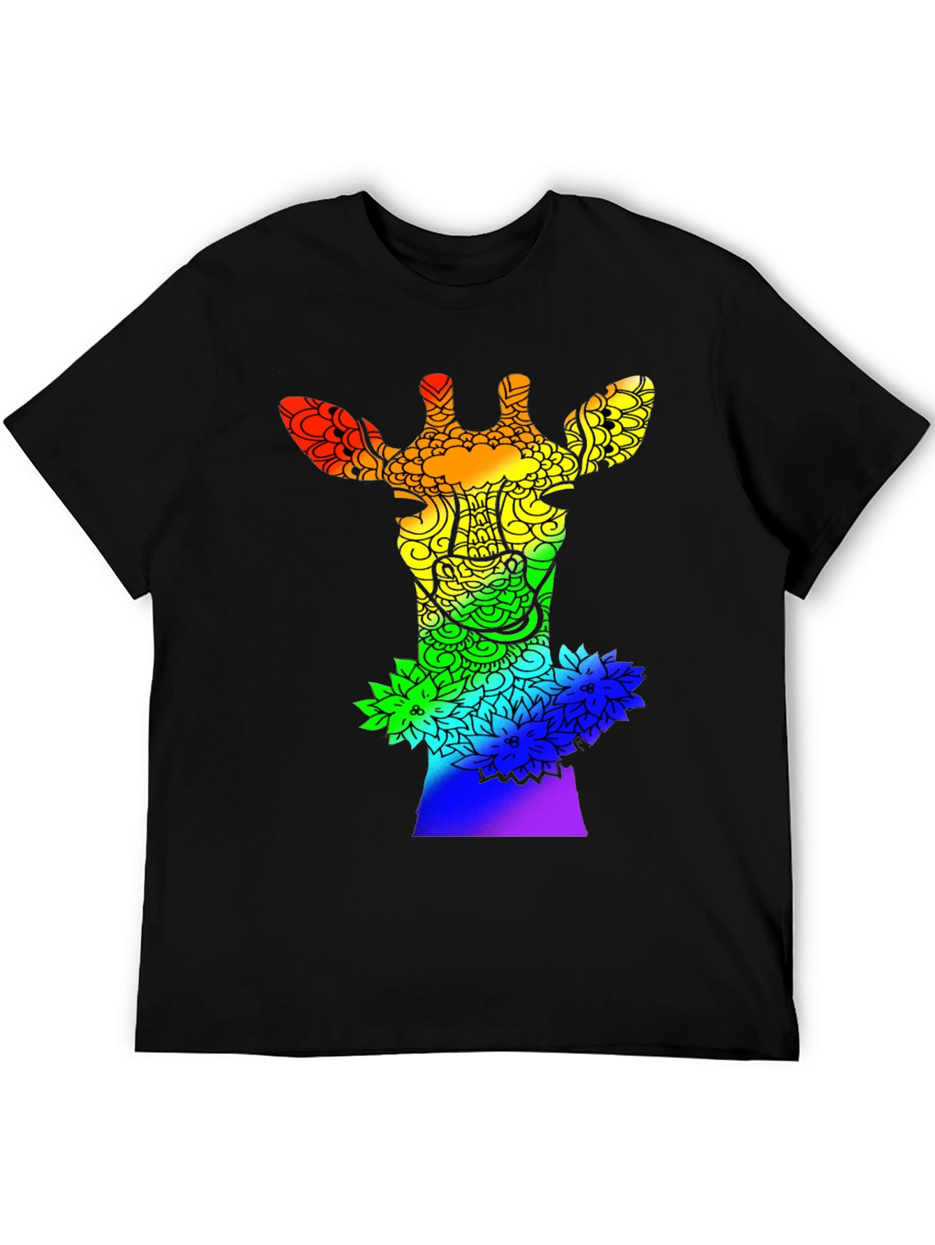 Rainbow Giraffe Mandala Graphic Tee