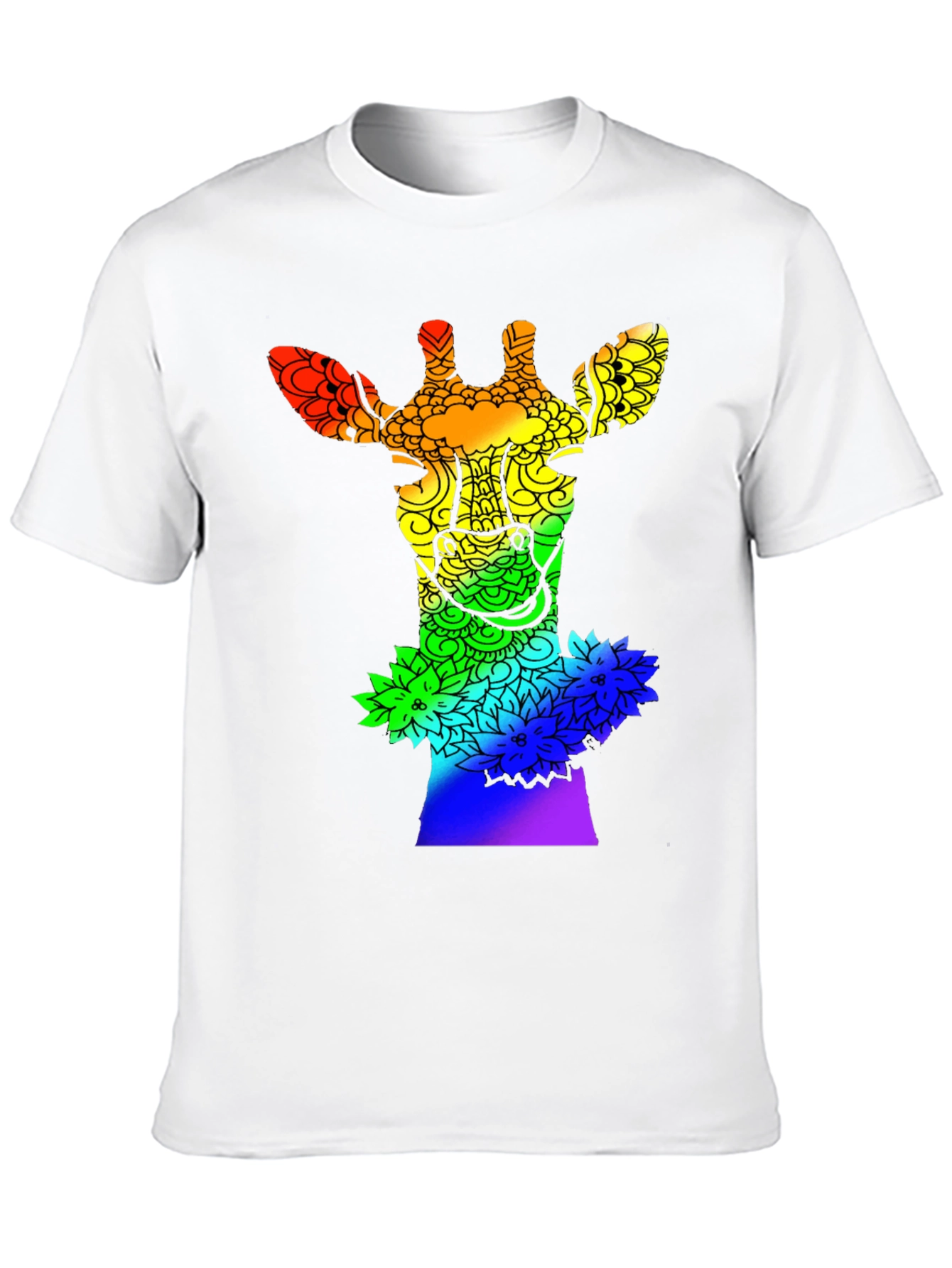 Rainbow Giraffe Mandala Graphic Tee