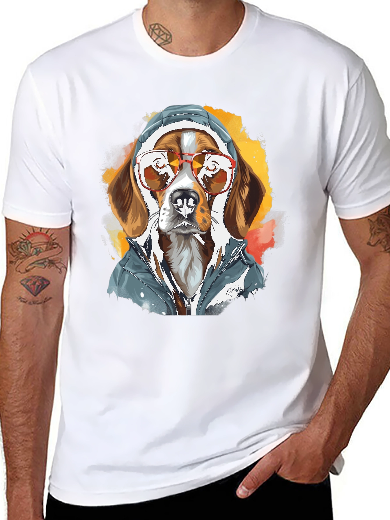 Cool Dog in Hoodie T-Shirt