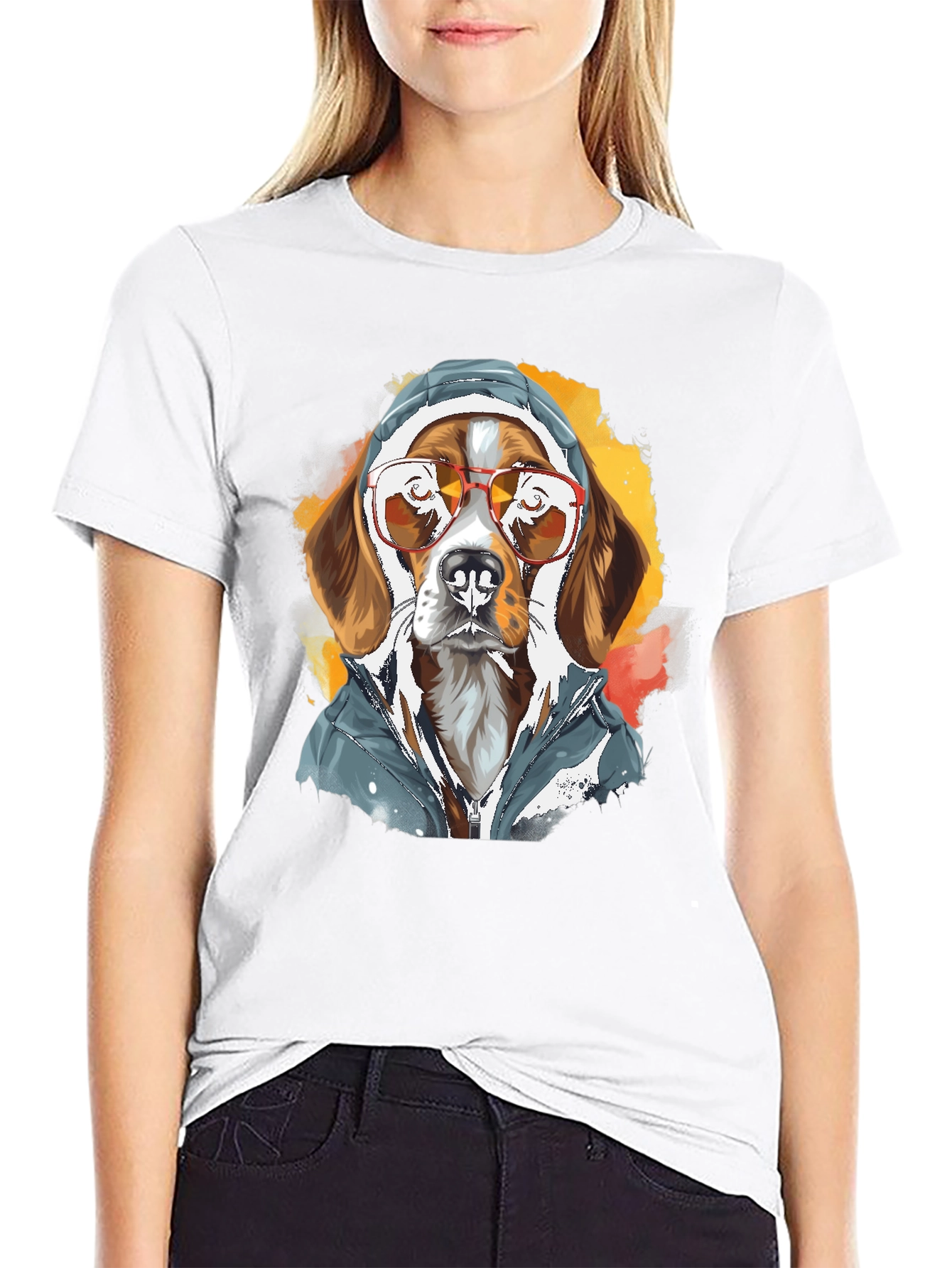 Cool Dog in Hoodie T-Shirt