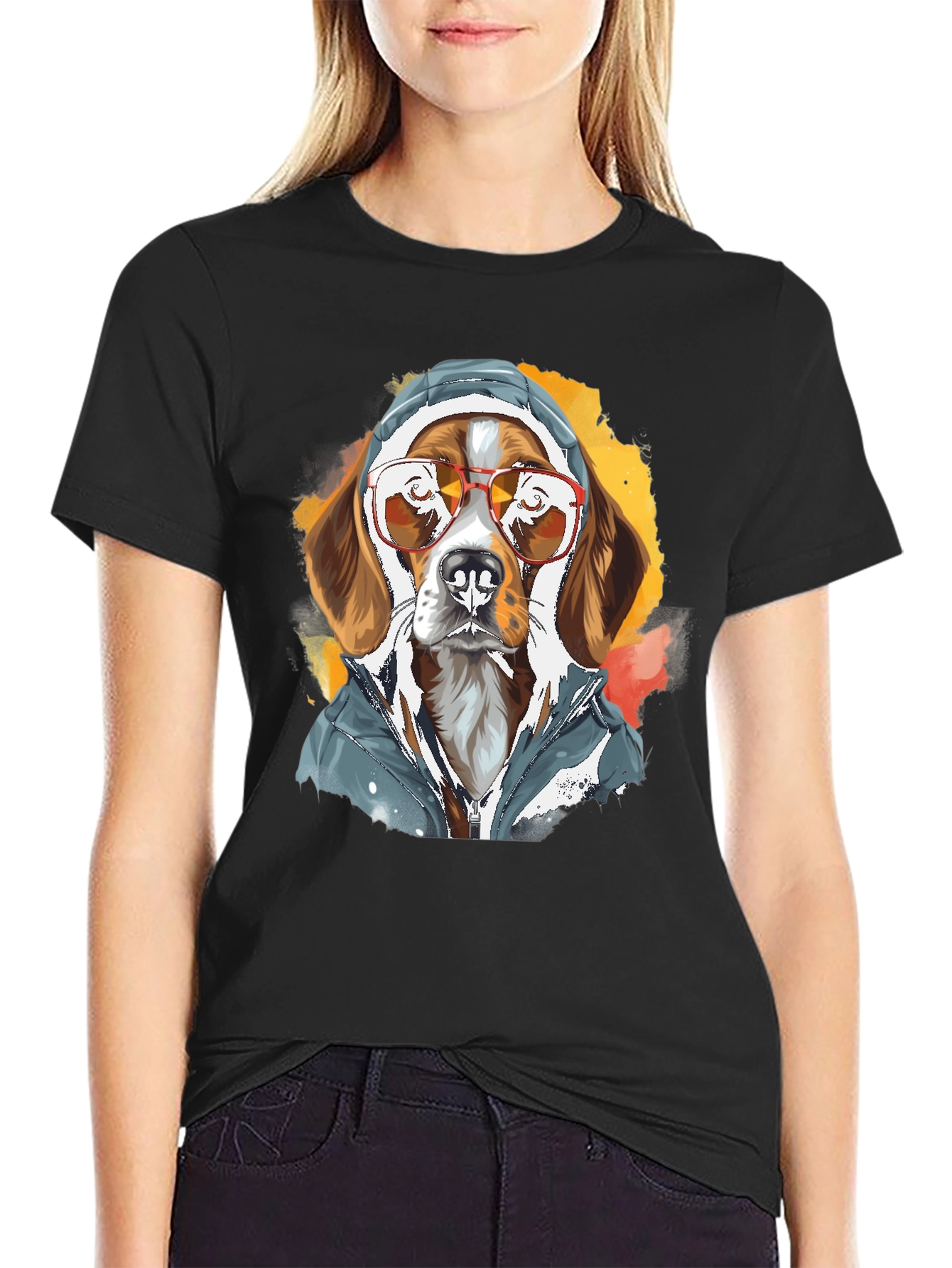 Cool Dog in Hoodie T-Shirt