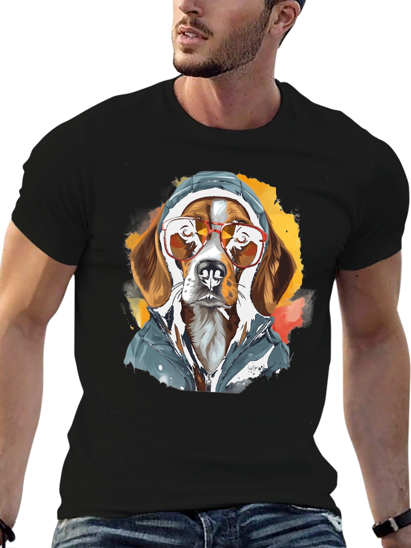 Cool Dog in Hoodie T-Shirt