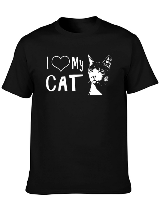 I Love My Cat Graphic T-Shirt - Black