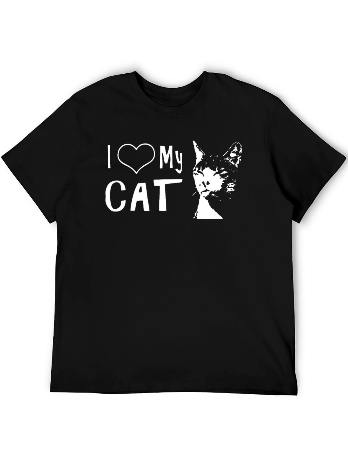 I Love My Cat Graphic T-Shirt - Black