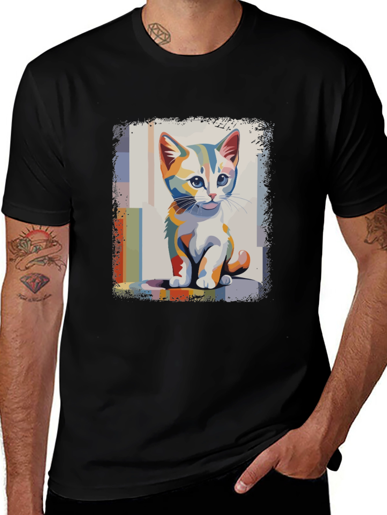 Colorful Kitten Graphic T-Shirt