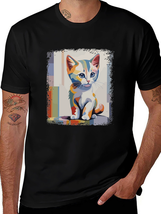 Colorful Kitten Graphic T-Shirt